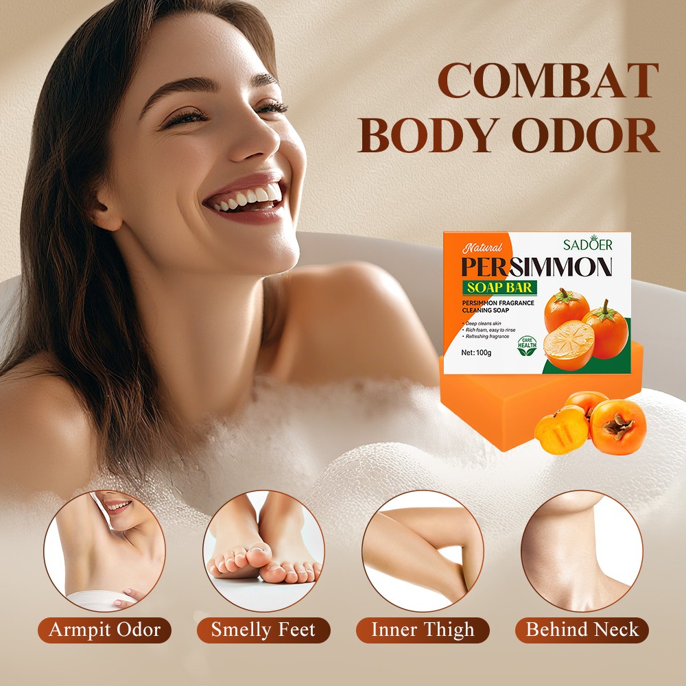 Persimmon Body Soap Deep Clean Deodorizing Long Lasting Fragrance Anti Body Odor