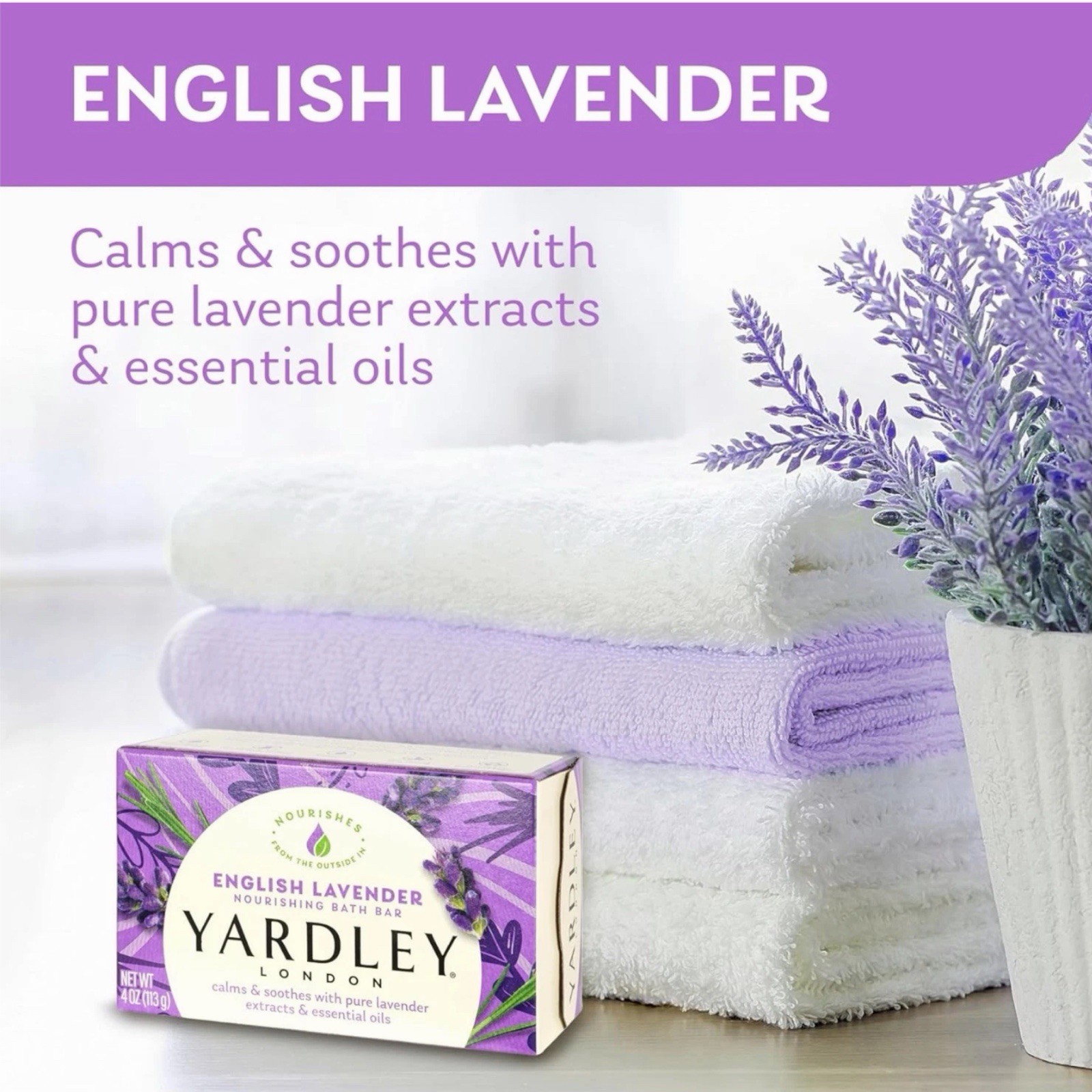 Yardley Nourishing Bath Bar Soap English Lavender 2 Pack 4 Ounces New Sealed