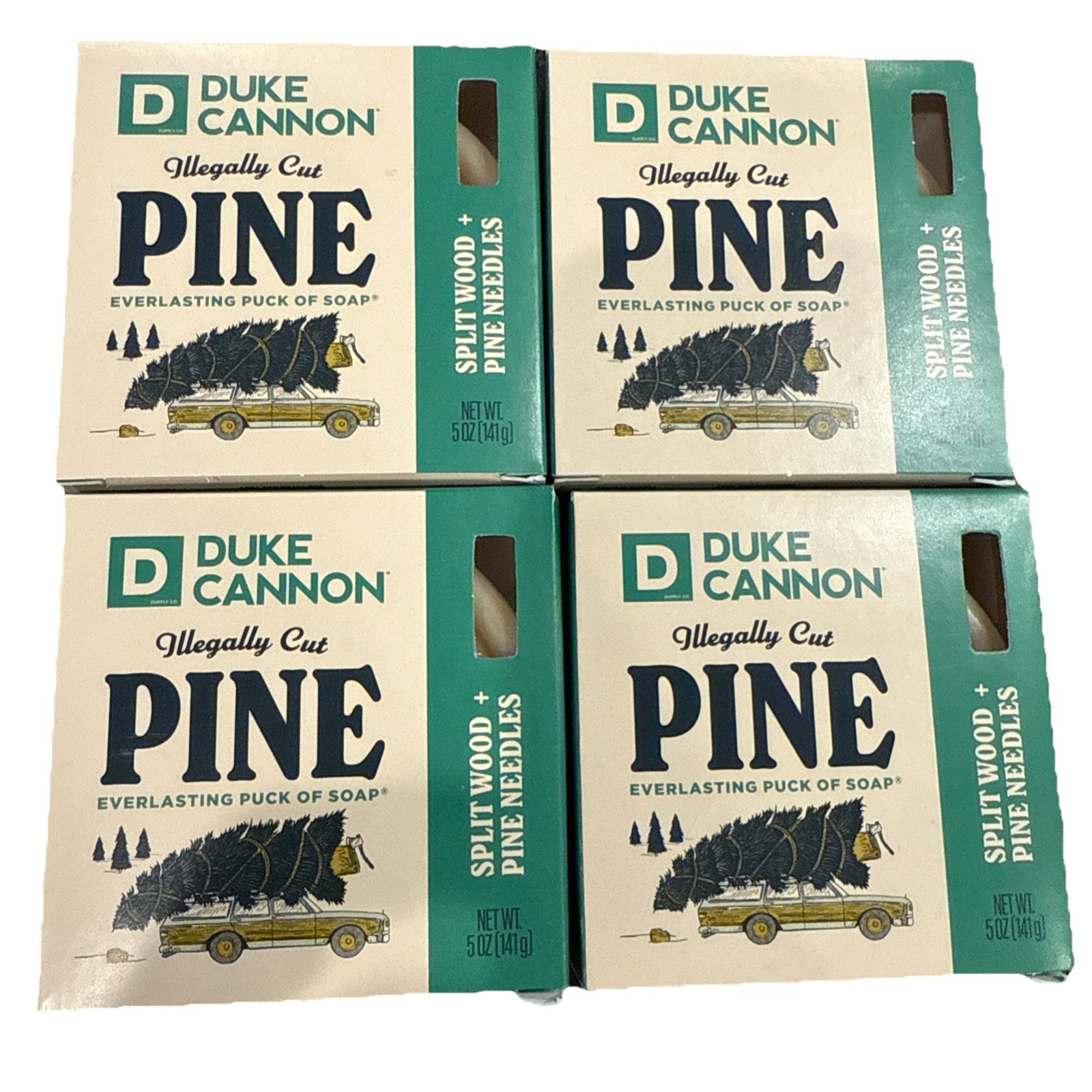 4 Pack: Duke Cannon Bar Soap Illegally Cut Pine Split Wood + Pine Needles – 5 oz