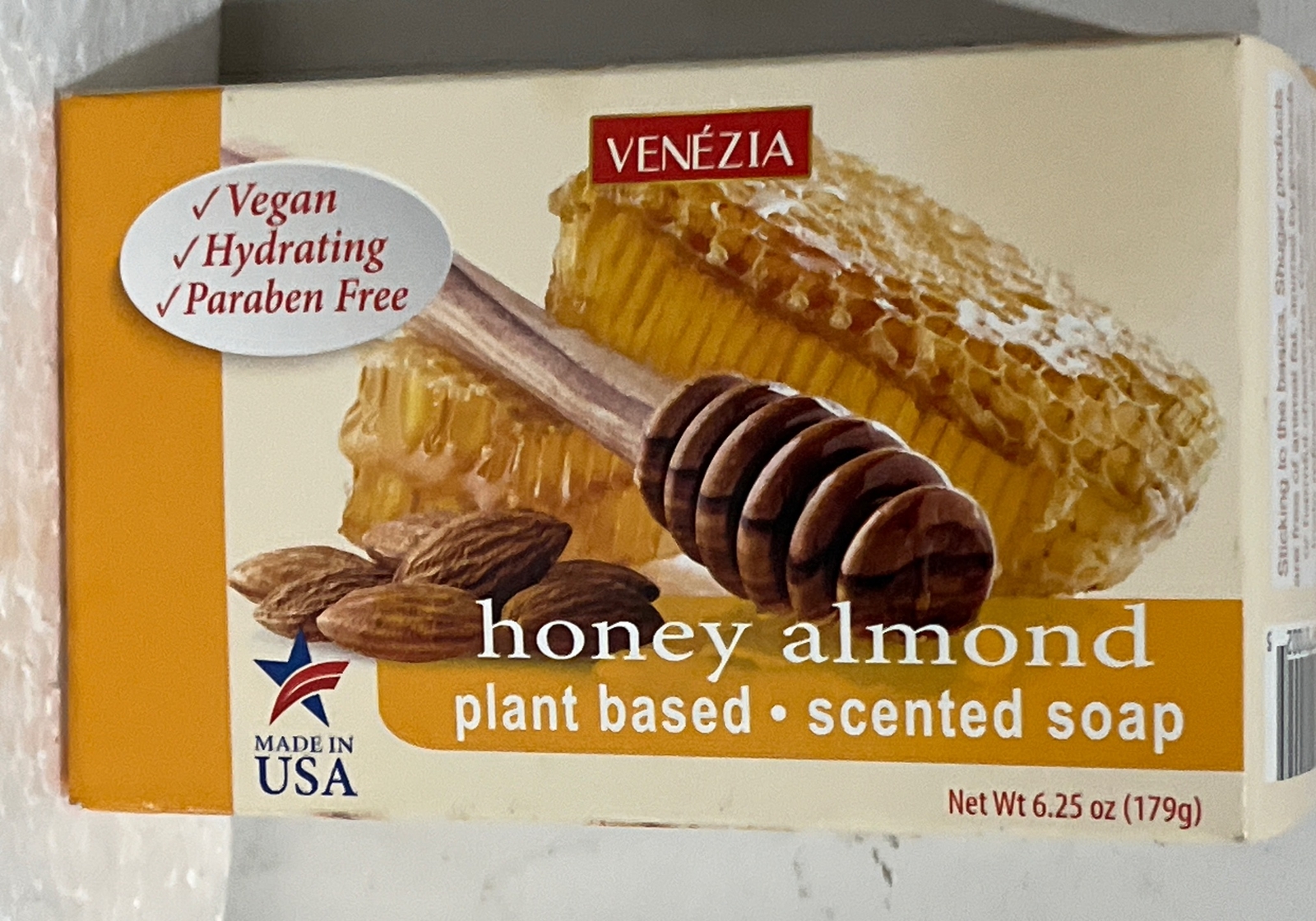 VENEZIA Soap Honey Almond Vegan Hydrating Paraben Free Plant Based Scented USA
