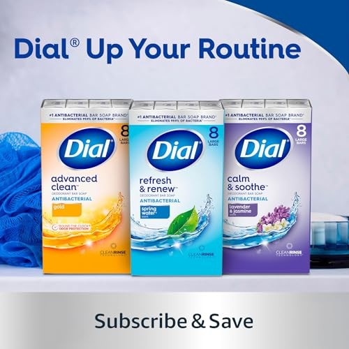 Dial Antibacterial Bar Soap, Refresh & Renew, Mountain 4 Ounce (Pack of 32)
