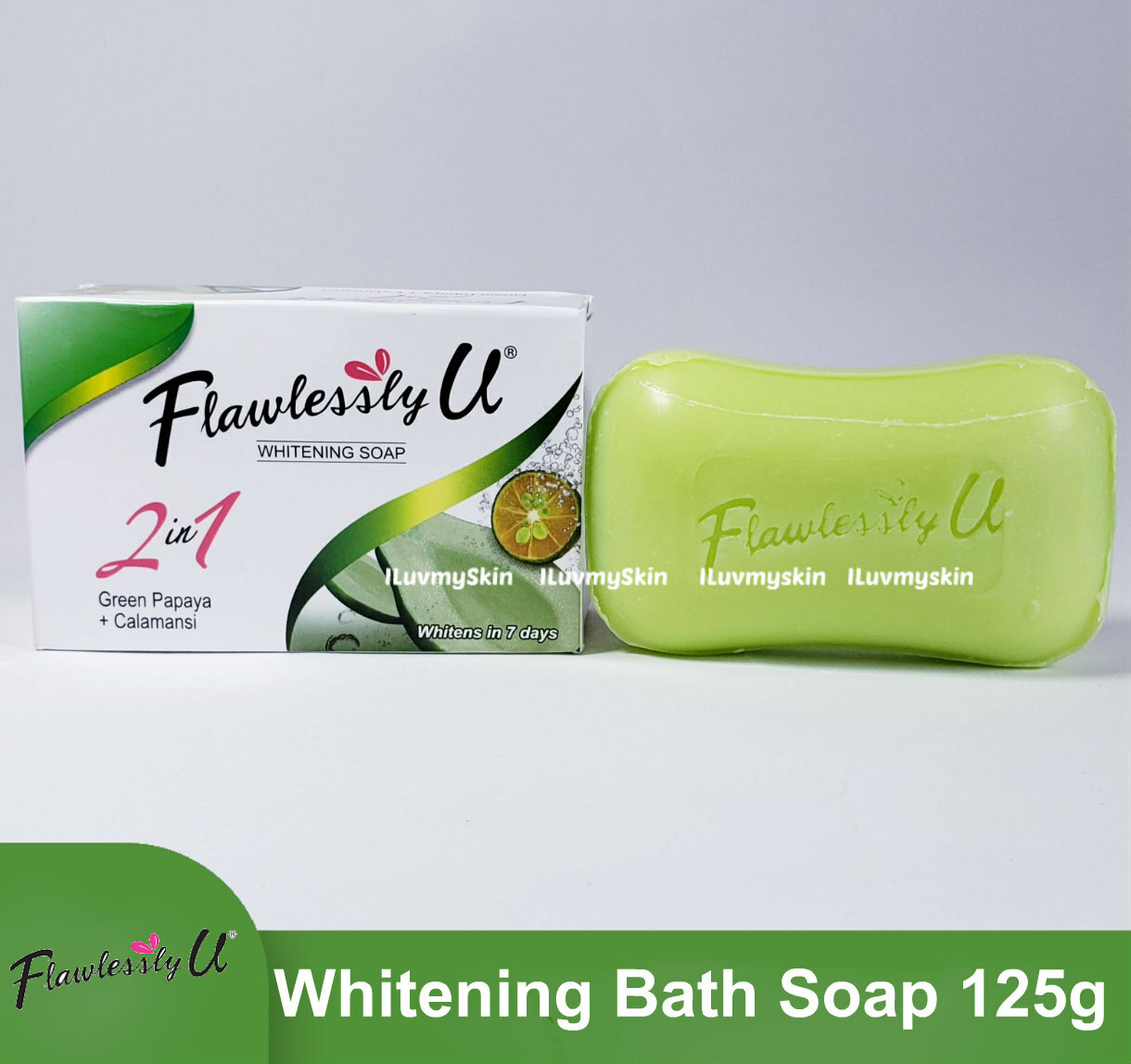 Flawlessly U 2in1 Green Papaya Calamansi Whitening Soap 125g (1 Bar ONLY)