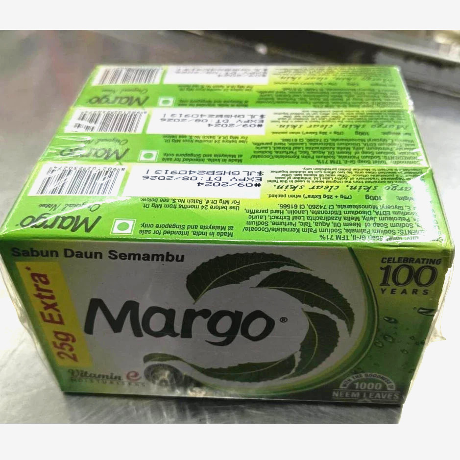 Margo Original Soap Goodness 1000 Neem Leaves 100g x 3 Skin Vitamin E Herbal