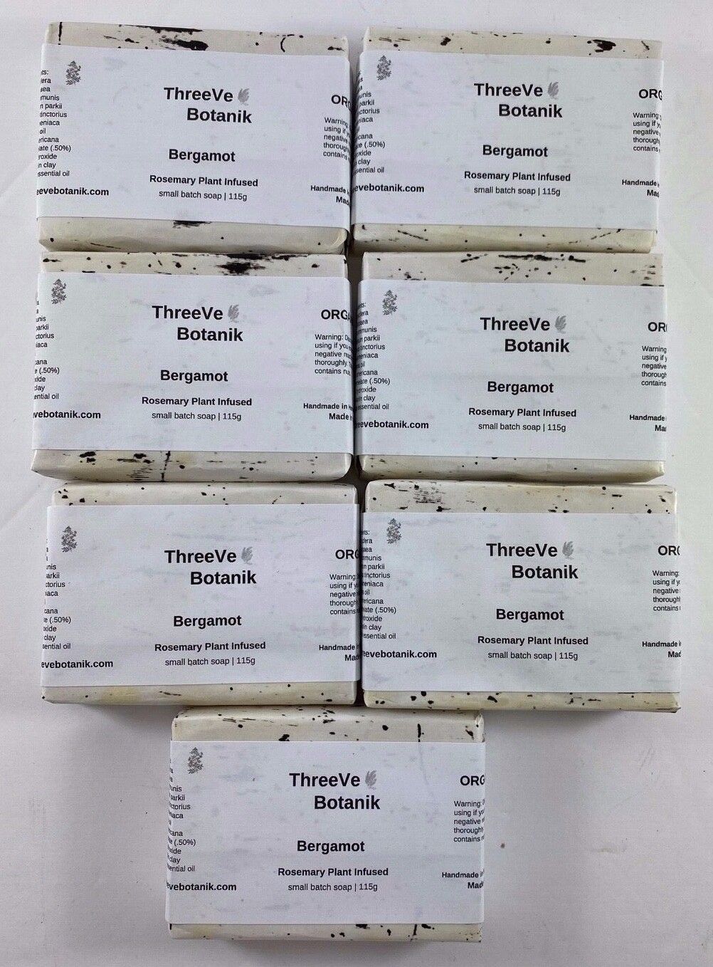 New 7 bars Organic Bergamot Rosemary Plant Infused Soap 1.15g ea