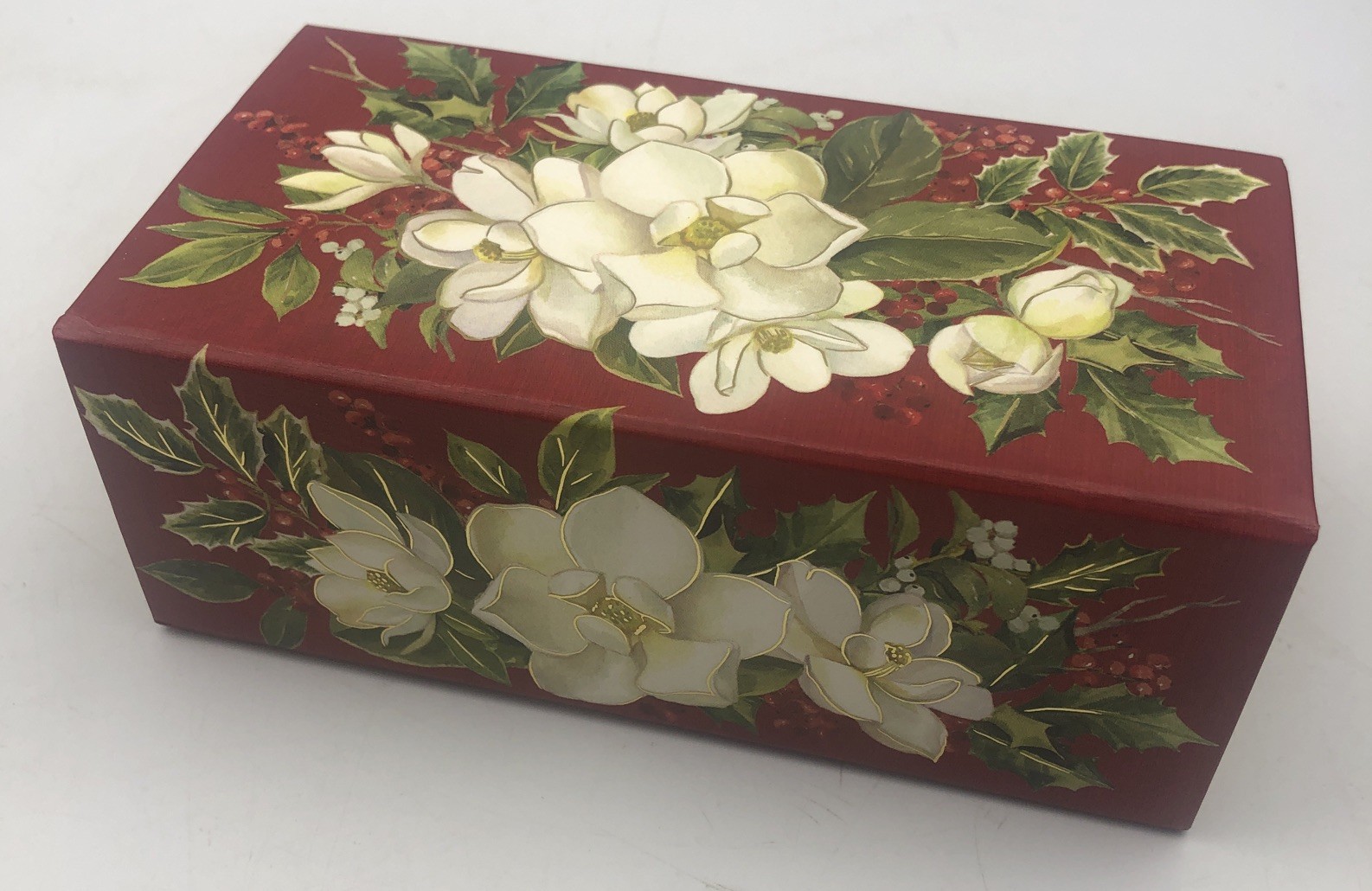 Punch Studio Holiday Magnolias Cranberry Triple Milled Luxury Bar Soap Music Box