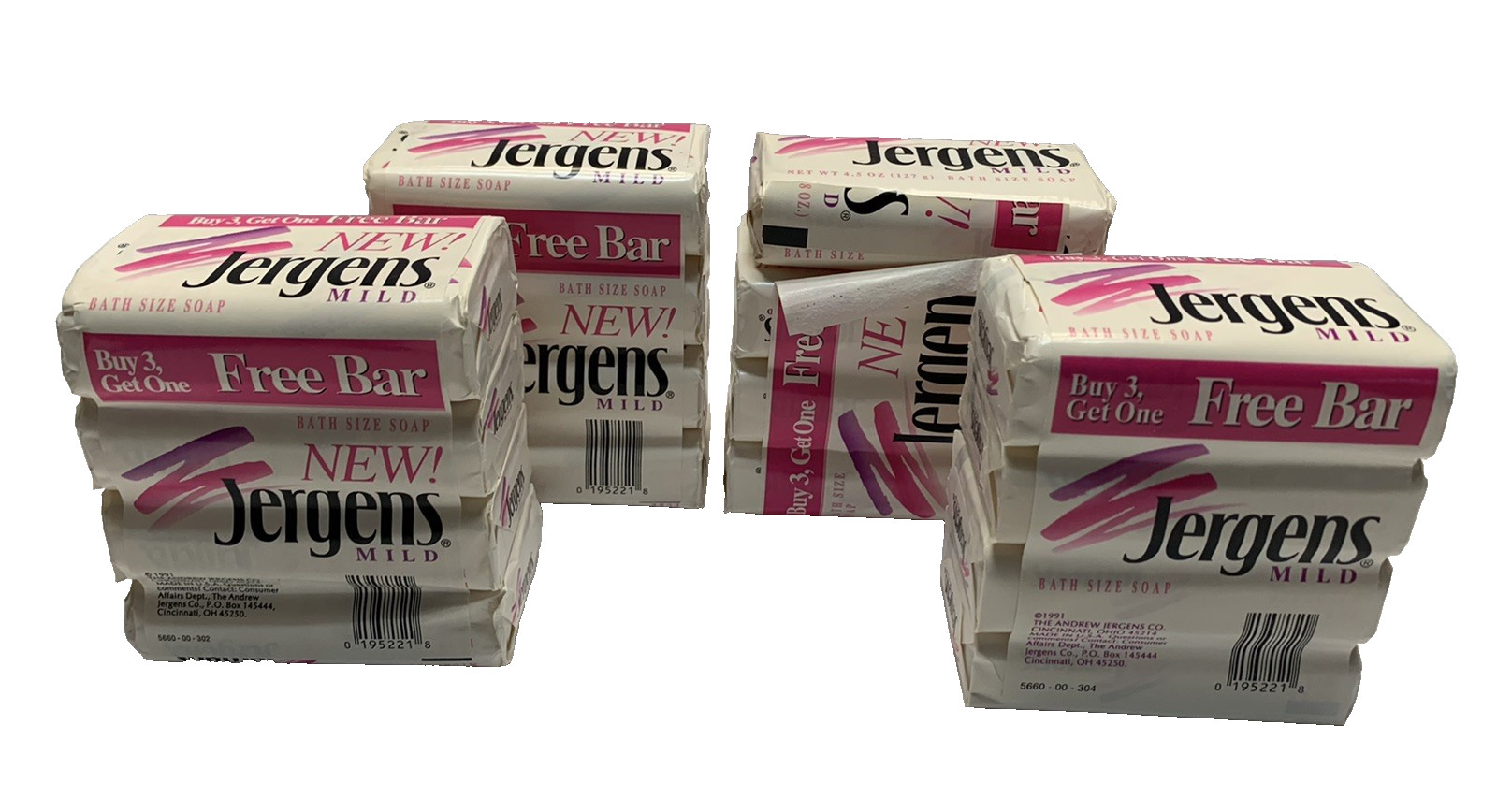 Vintage 1991 Jergens Mild Bath Size Bar Soap 16 Bars 4.5 Oz. Each USA New