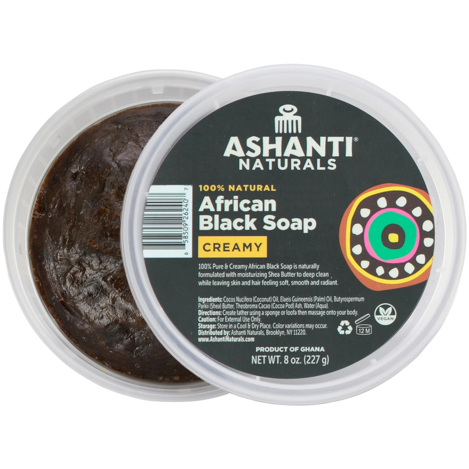 Ashanti Naturals African Black Soap Creamy 8 Oz.