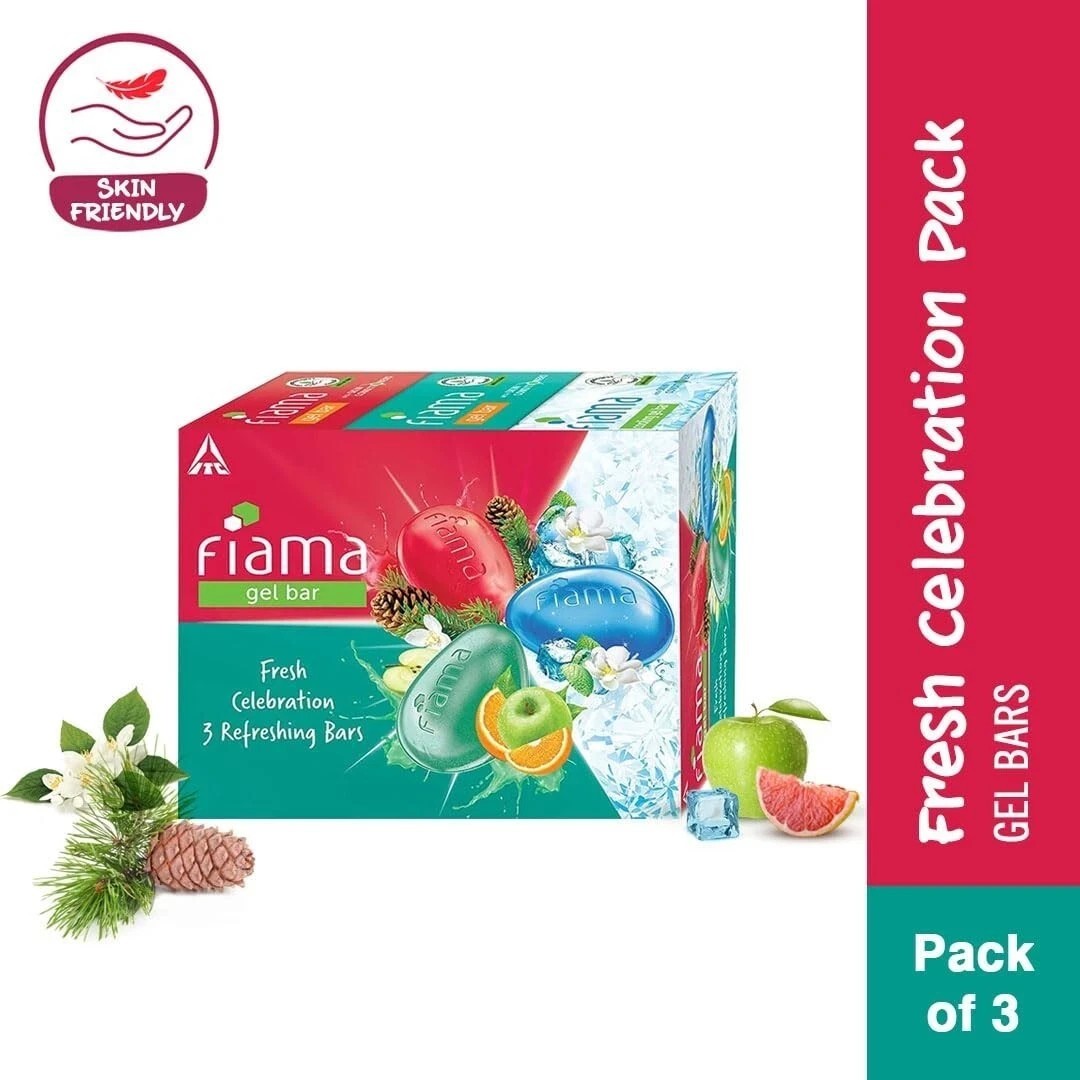 Fiama Gel Bathing Bar Fresh Celebration pack Soap for Women & Men Pack of 3 V883