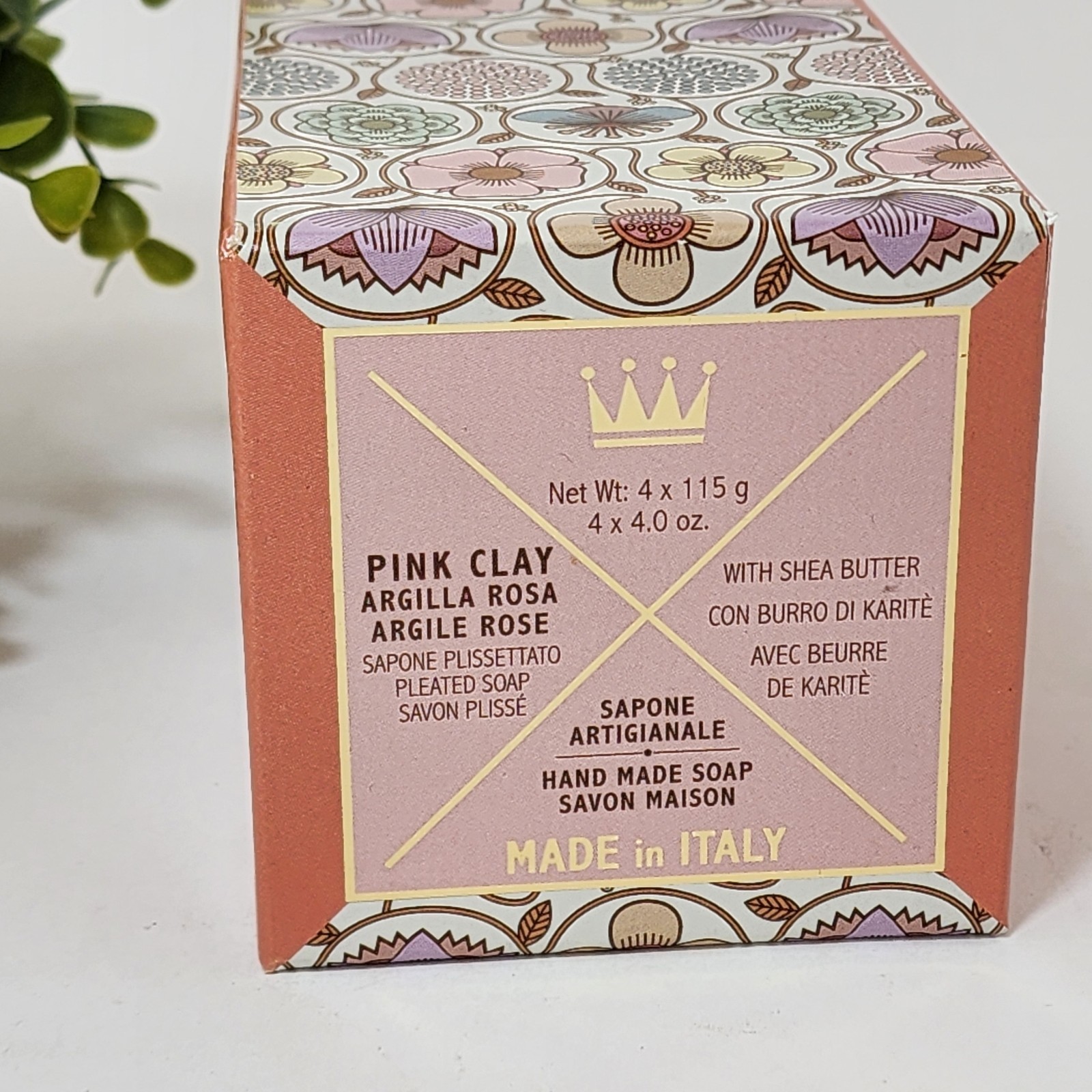 Pink Clay with Shea Butter Soap Bar 4 x 4 oz Each Sealed Saponerie Mario Fissi