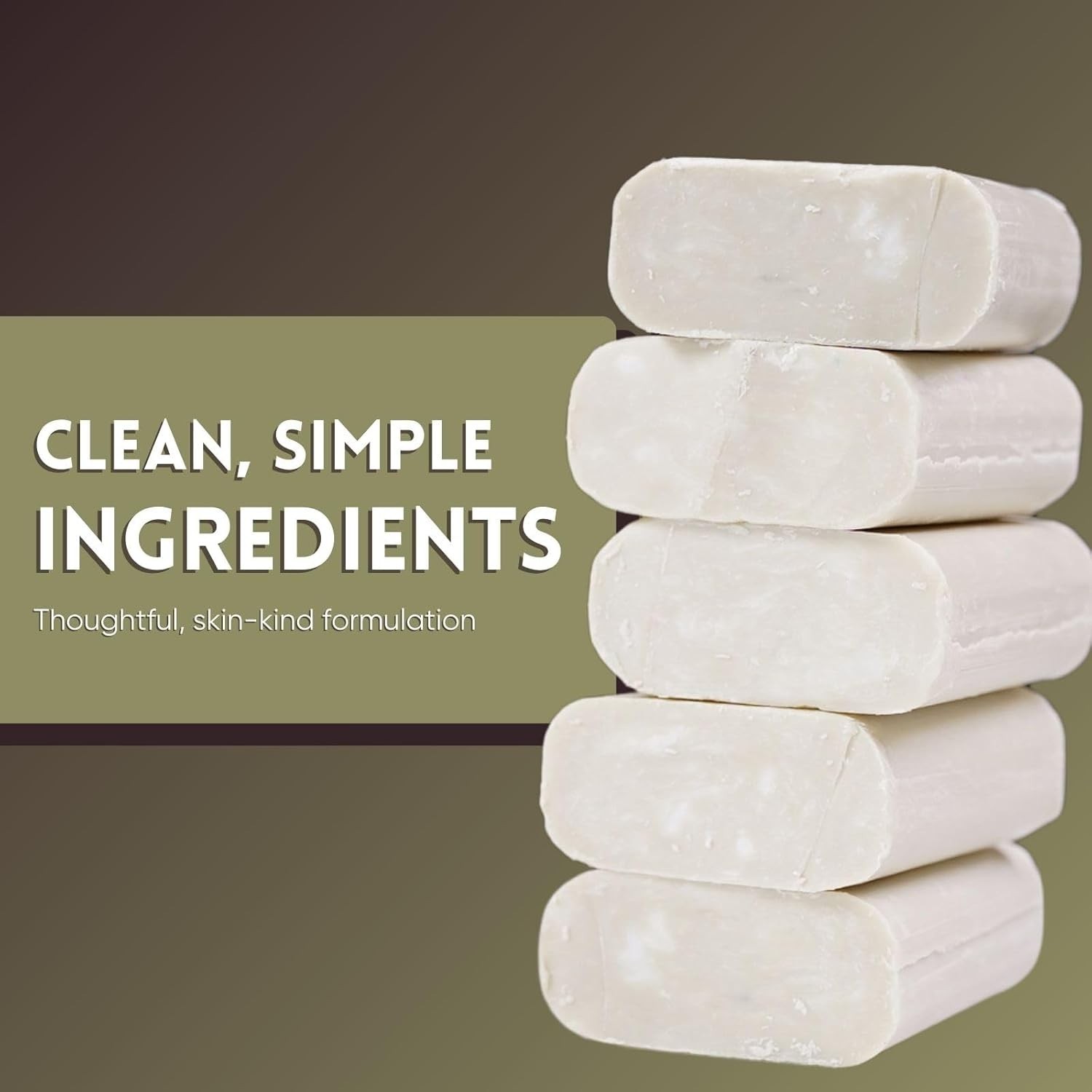 Fragrance Free Bar Soap with Bentonite Clay 5 oz Bars 5 Pack , , Soap Bar for…