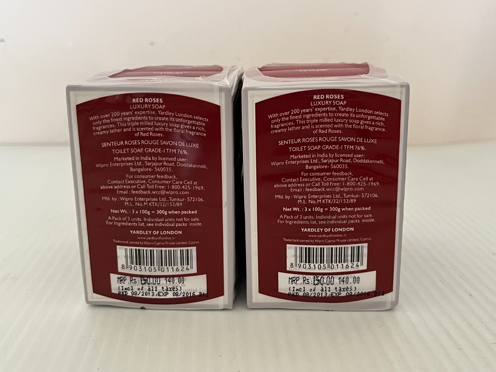 NEW YARDLEY RED ROSES SET OF 6 BARS TRIPLE MILLED LUXURY SOAP 600g