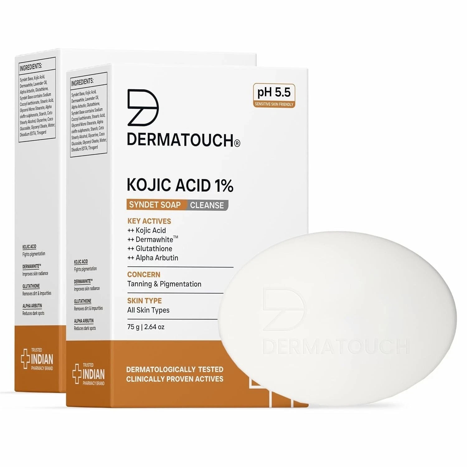 DERMATOUCH Kojic Acid 1% Soap with Glutathione For Pigmentation 75g x 2 L657
