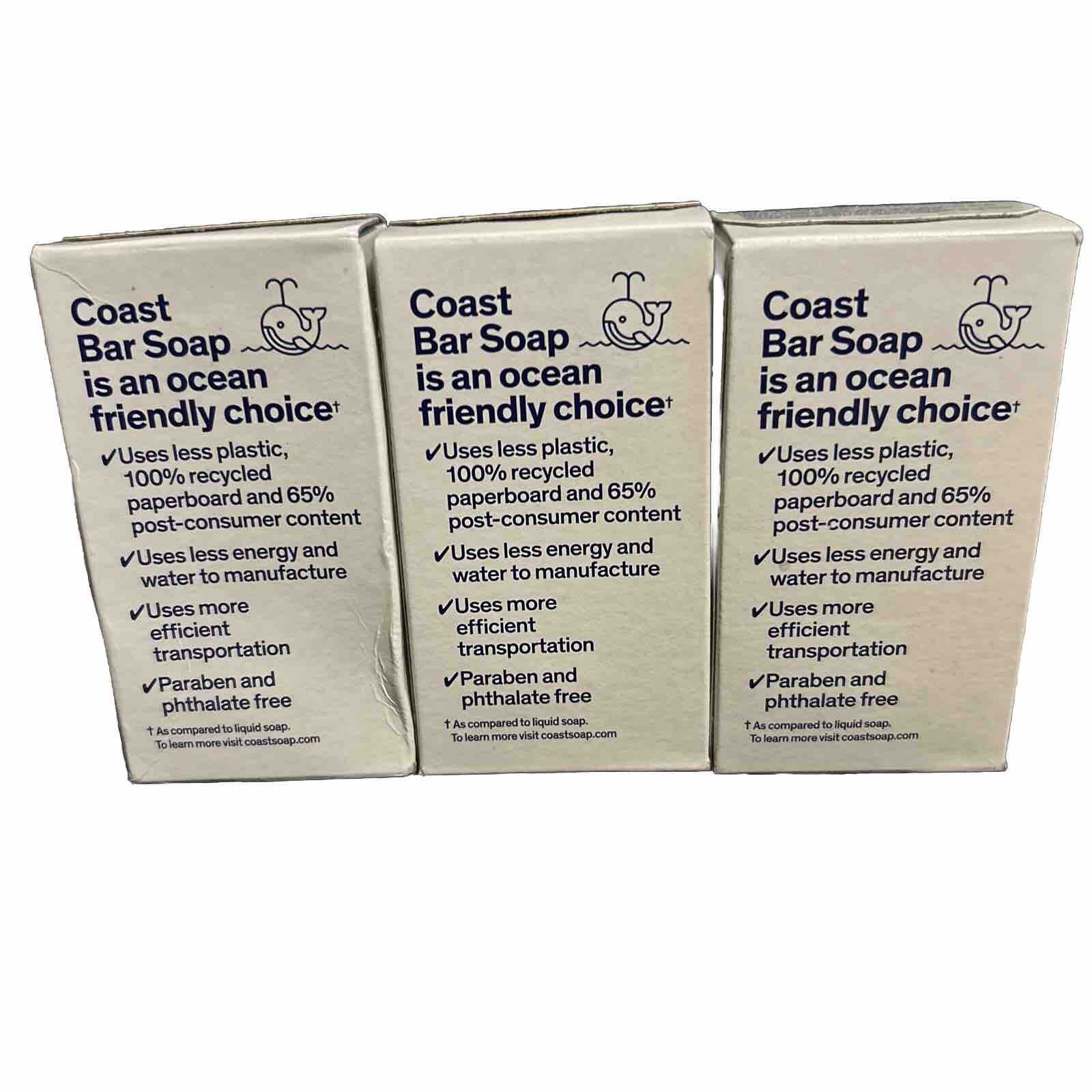 Coast Deodorant Bath Soap Original Eye Opener Scent No Parabens 3 Packs 3.2 oz