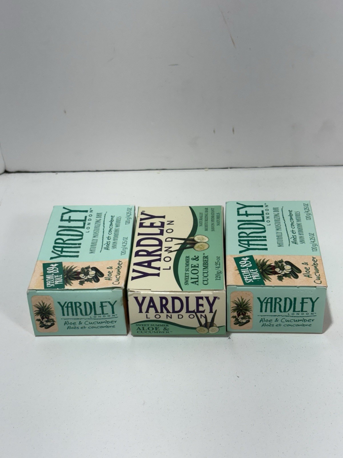 Lot Of 3 Yardley Aloe & Cucumber Bar Soap 4.25oz Discontinued Bar Sweet Summer