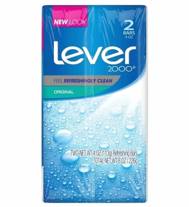 NEW! ORIGINAL LEVER 2000 (4-Bars) 4 Oz. (113g) Refreshingly Clean Feeling Skin!