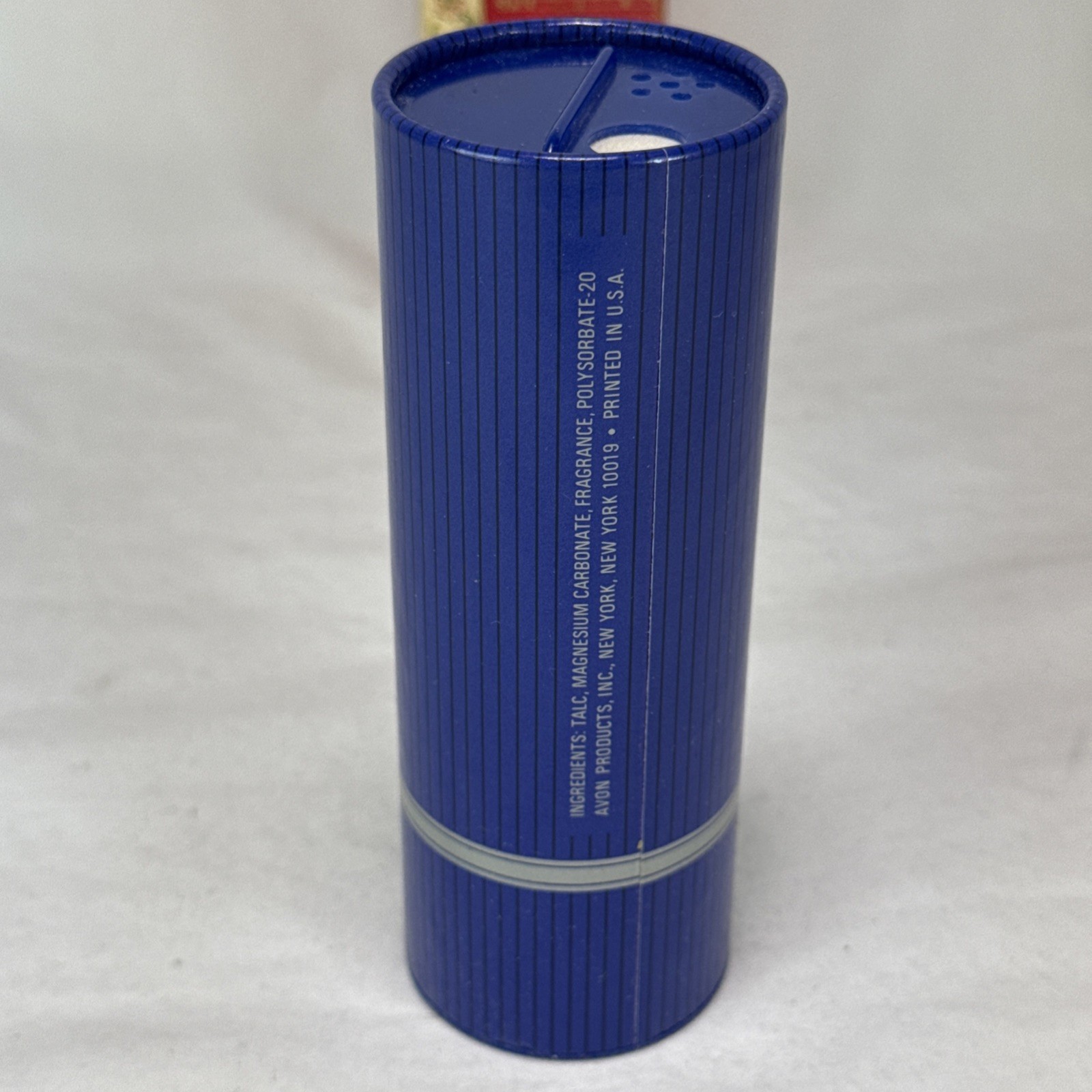 Vintage Avon Moonwind Perfumed Talc 3.5 oz Blue Ribbed Container w Original Box