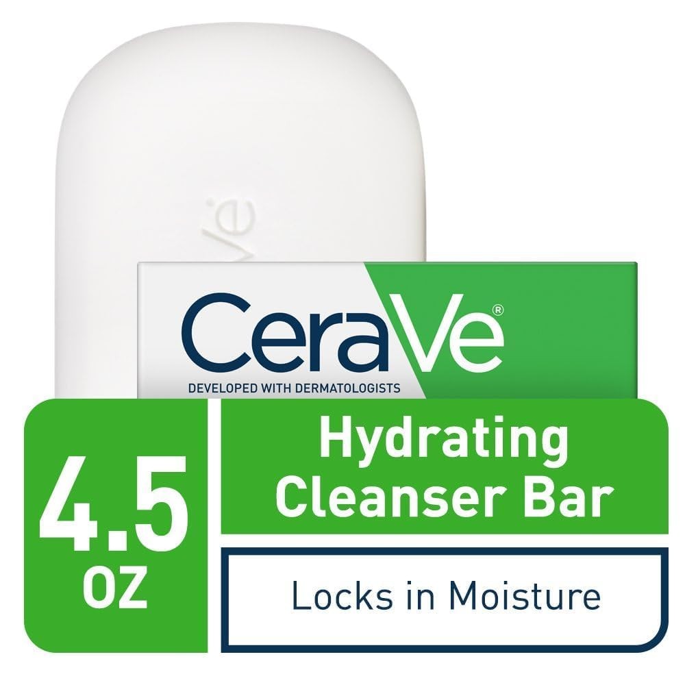 CeraVe Hydrating Cleanser Bar – Soap-Free Body 4.5 Ounce (Pack of 2), GREEN