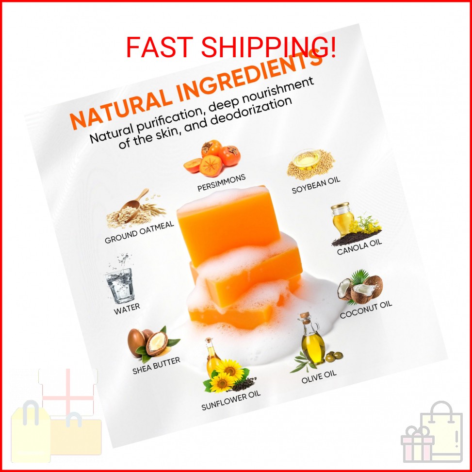 RYH 3 PCS Persimmon Soap Bar for Body Odor Control–Deodorizing & Eliminating Bod