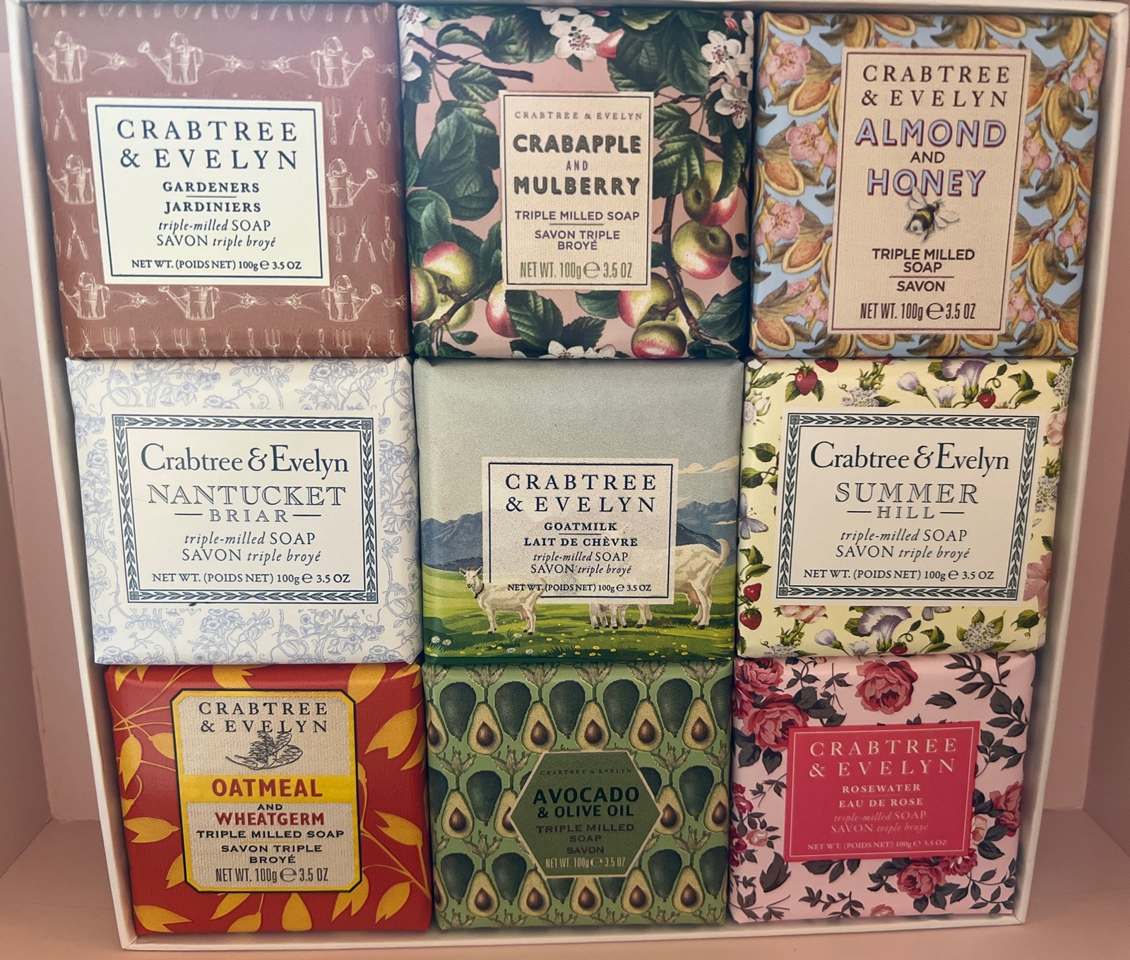 Crabtree & Evelyn Triple Milled Soap Gift Set 9 Bars Nantucket Briar Summer Hill