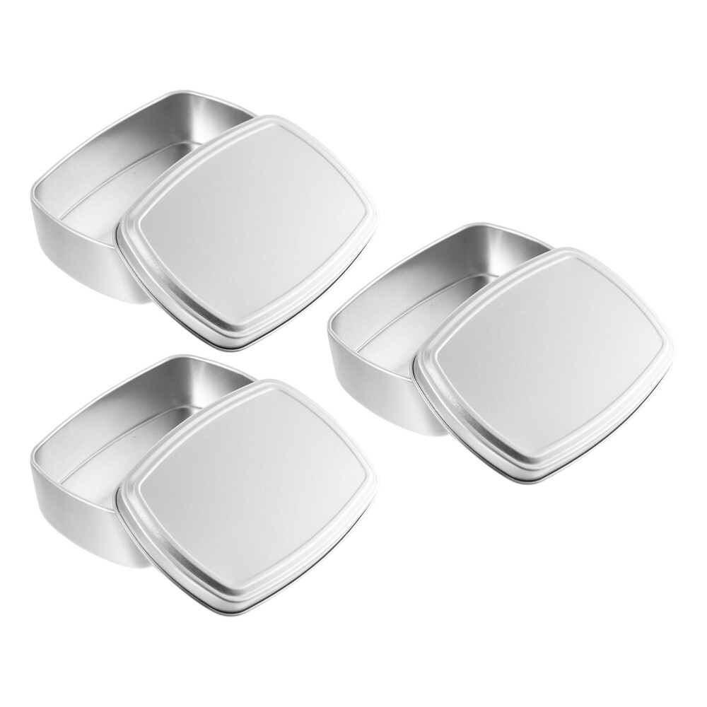 3PCS Travel Soap Container Soap Boxes Tin Cookie Box Rectangular Metal Tin