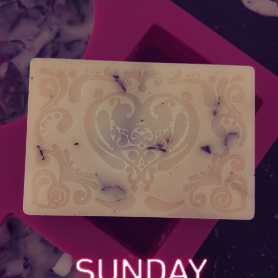 Homemade Floral White Purple Rectangular Body Bar Soap Regular Unisex