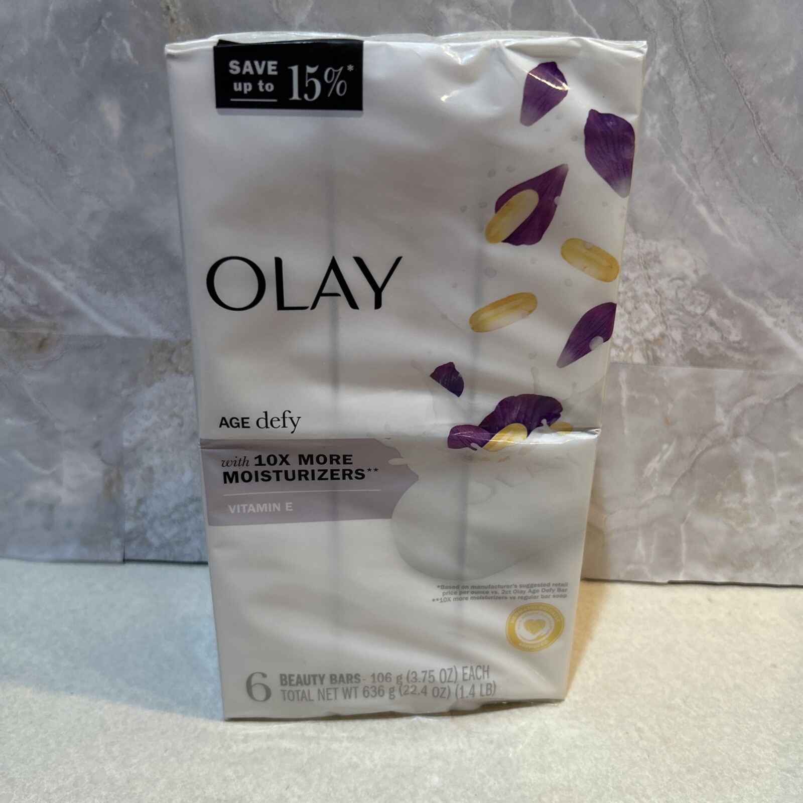 6 Ct Olay Age Defying Beauty Bar Vitamin E Vitamin B3 10x Moisture Soft Smooth