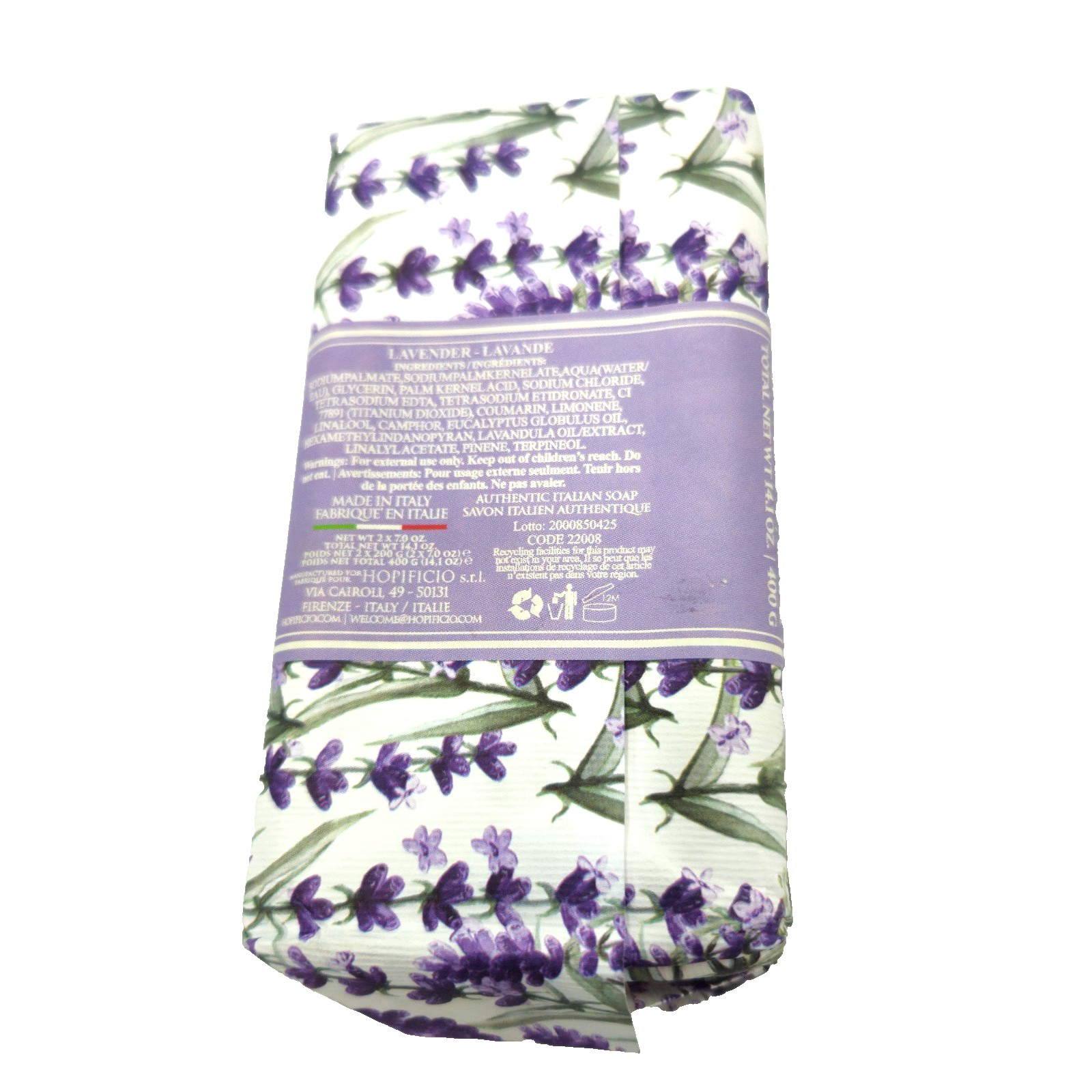 Hopificio Lavender Body Bar Soap 2 Multipack Milled Italy Plant Based