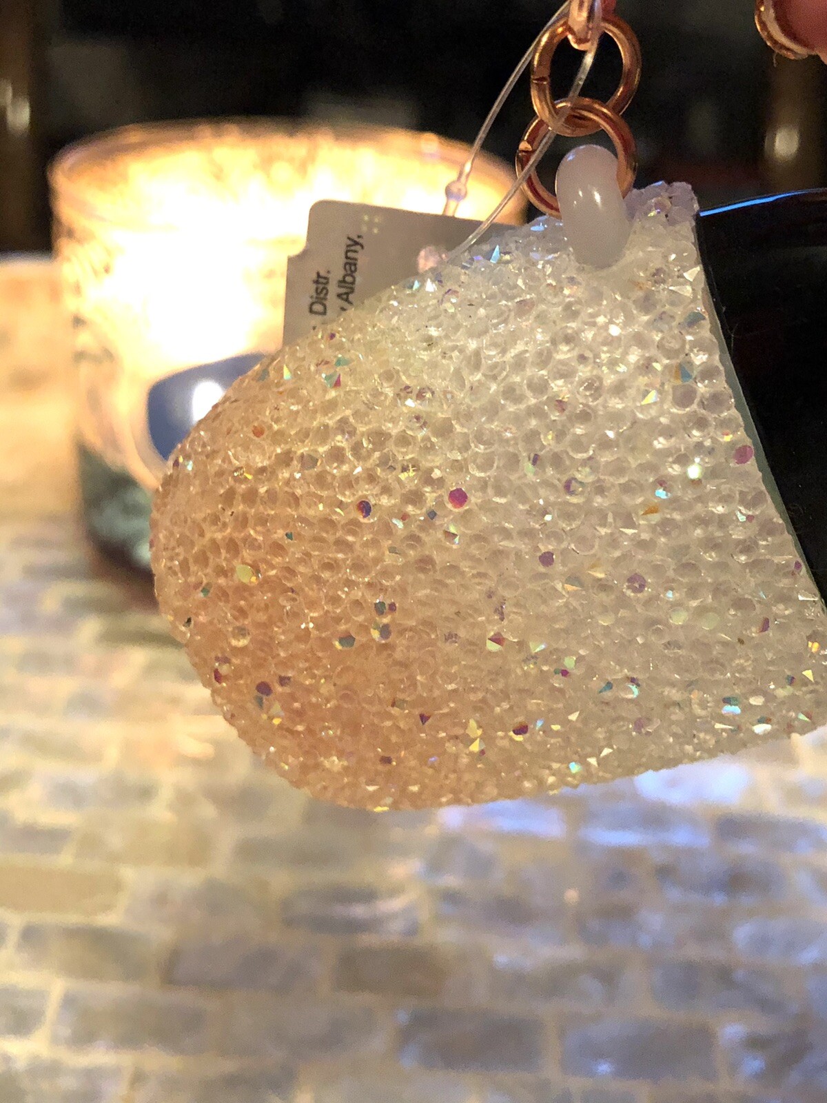 Bath Body Works PEACH Ombre Crystal Gem Pocket Holder Clip Keychain Clip