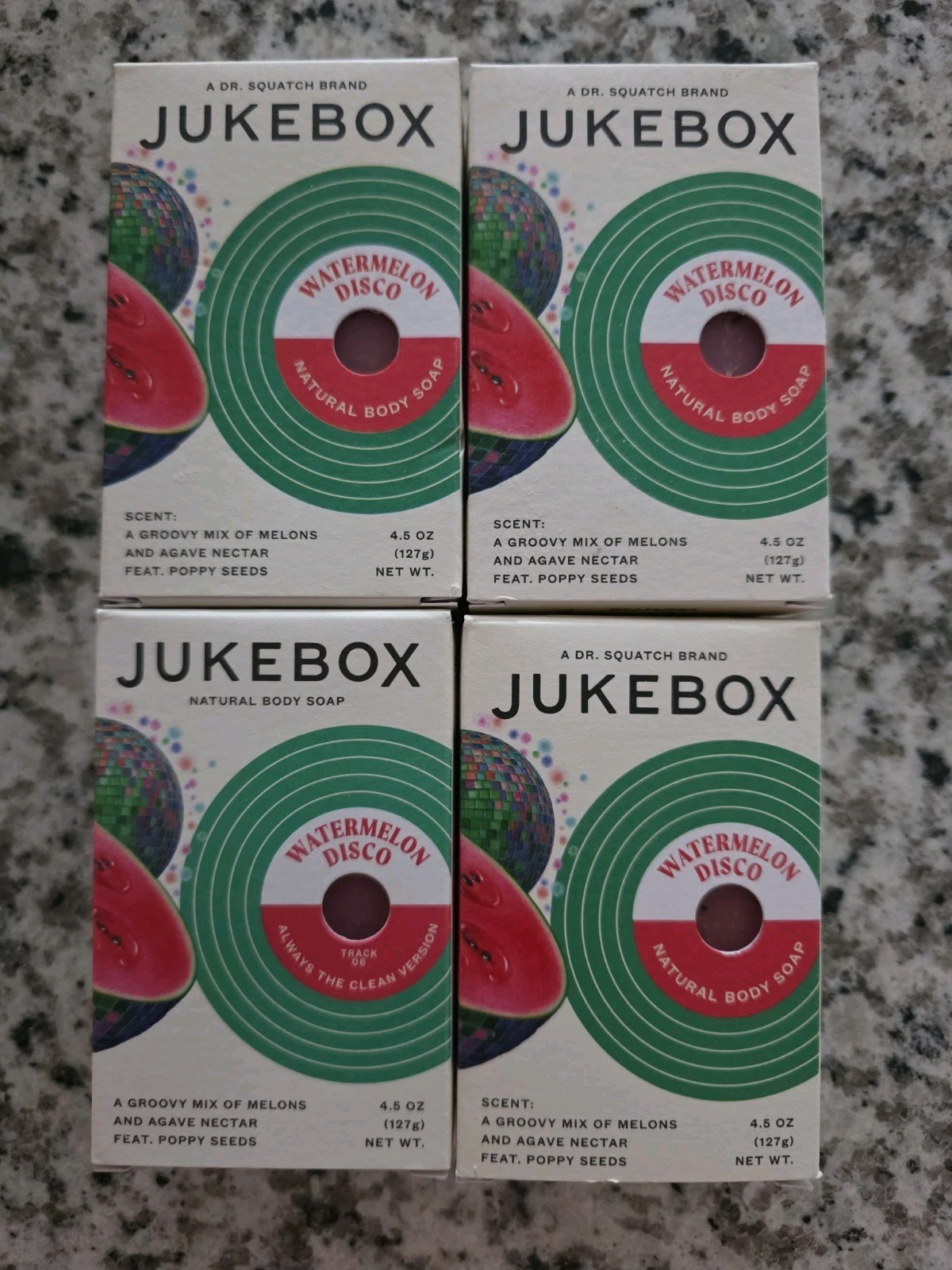 Jukebox Watermelon Disco Natural Body Soap 4.5oz Lot of 4 Bars