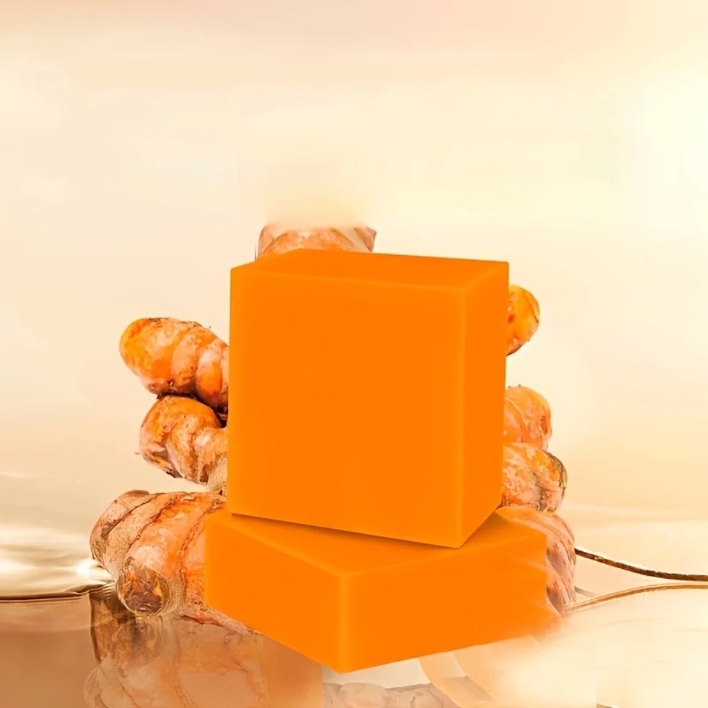 3 Bar djayna Turmeric Soap, 100 grams (3.5oz) Exfoliating for Face and Body