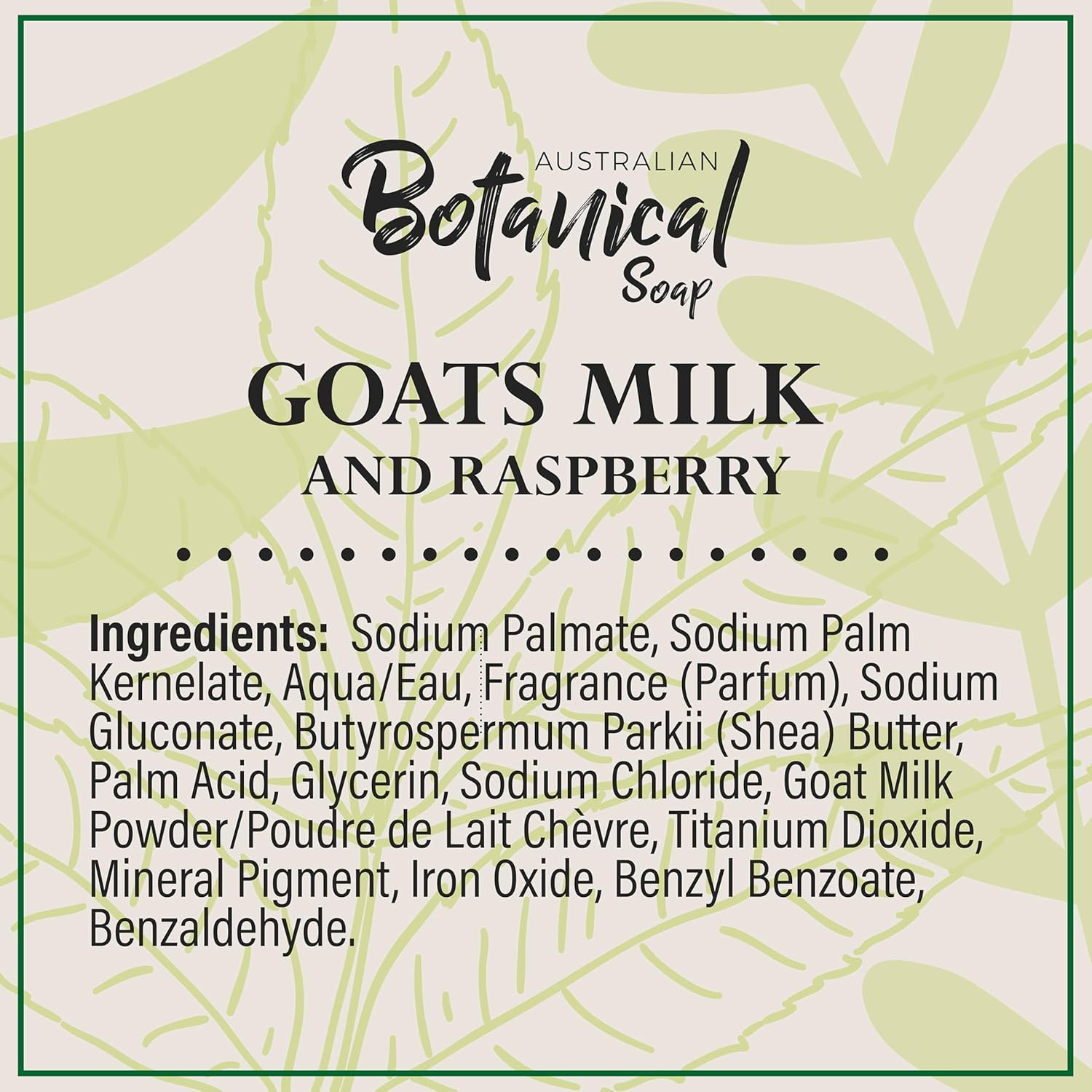 Australian Botanical Goats Milk Soap and Raspberry, 6.6 OZ, Triple Milled Bars m