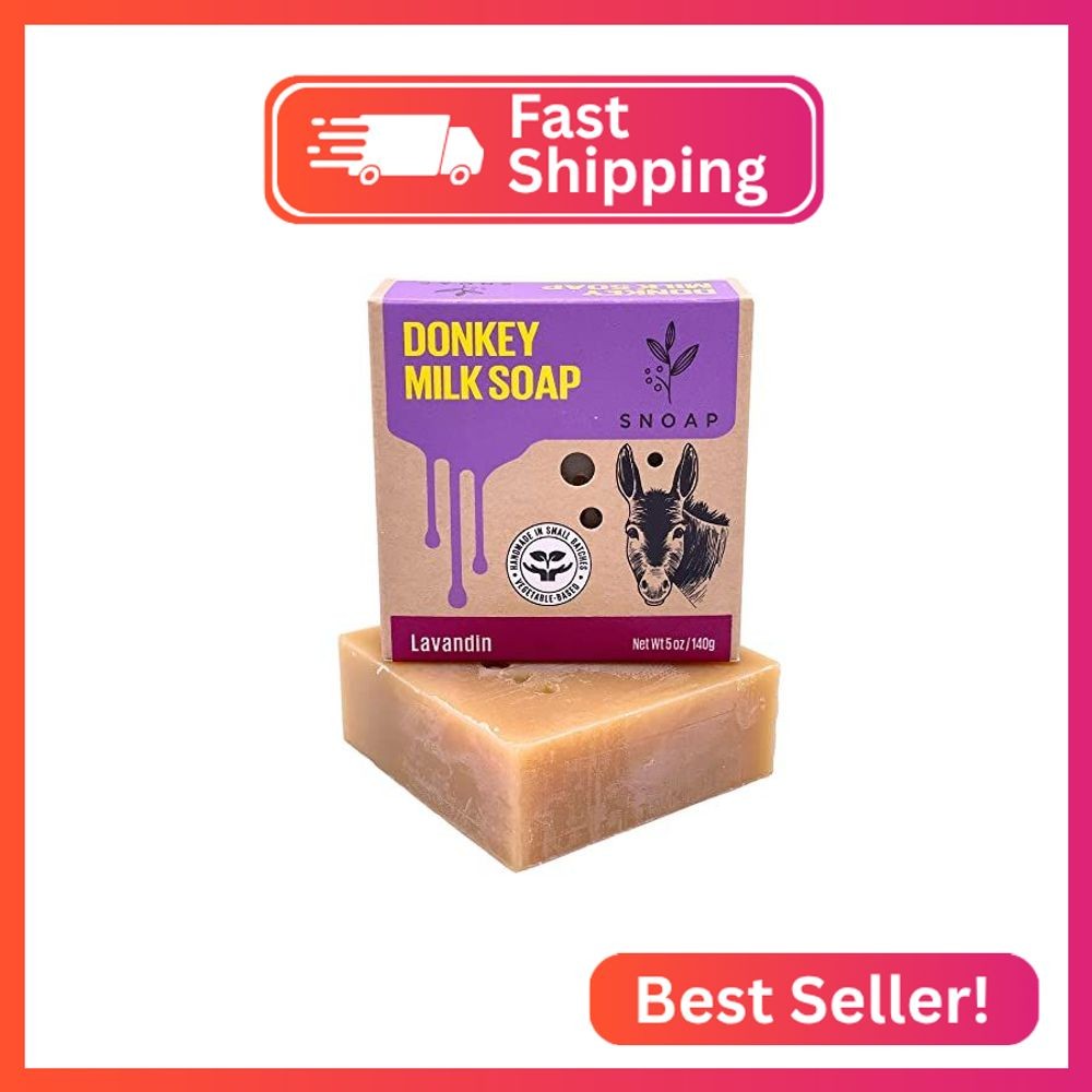 SNOAP Lavender Bar Soap, Made with Donkey Milk, Natural and Organic Ingredients.
