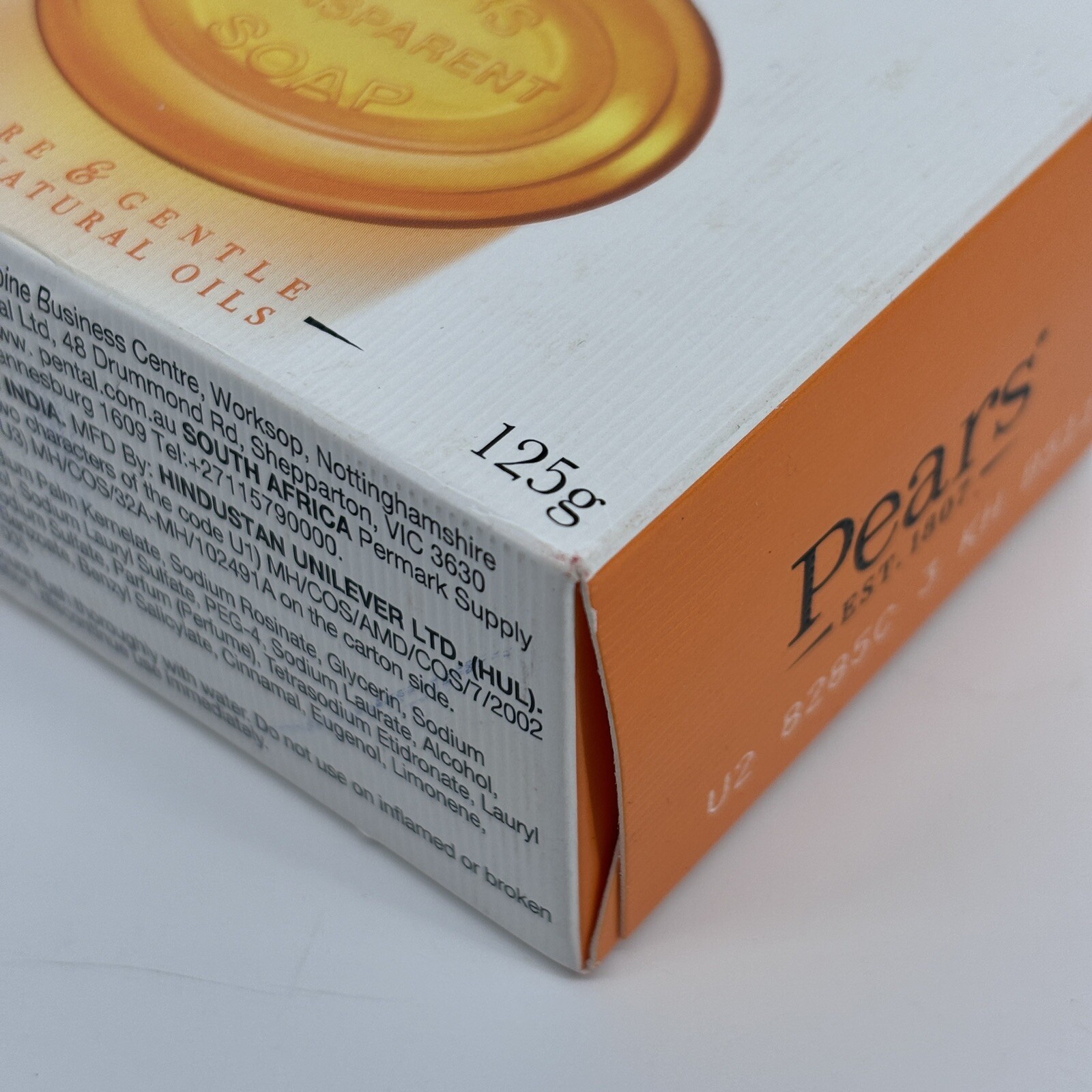 Pears Pure & Gentle Care Transparent Bar Soap Original Amber 4.4oz/125g NIB