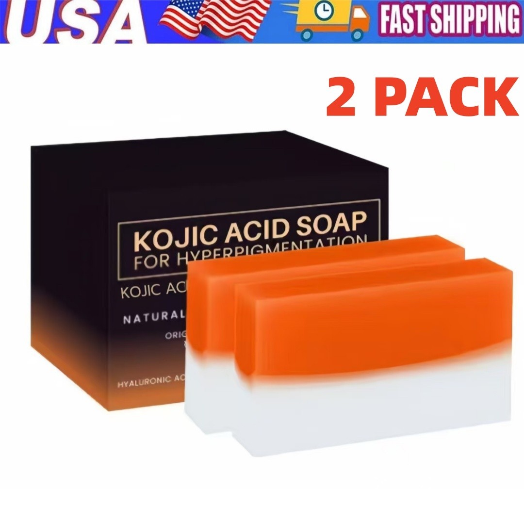 2 Pack Kojic Acid Soap Whitening Bars with Vitamin E Olive Oil For All Skin Type