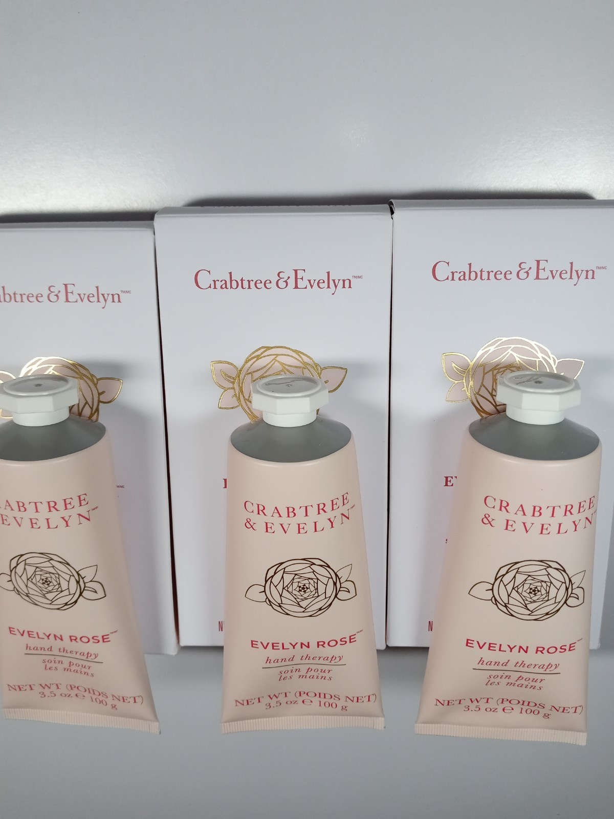 Crabtree & Evelyn Lot of 3 Evelyn Rose Hand Therapy 3x100g/3.5oz NIB