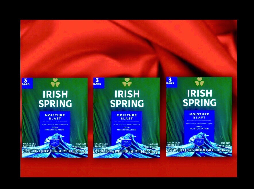 9 Bars Irish Spring Moisture Blast Deodorant Bar Soap:(3pk x 3), 12hr Fresh