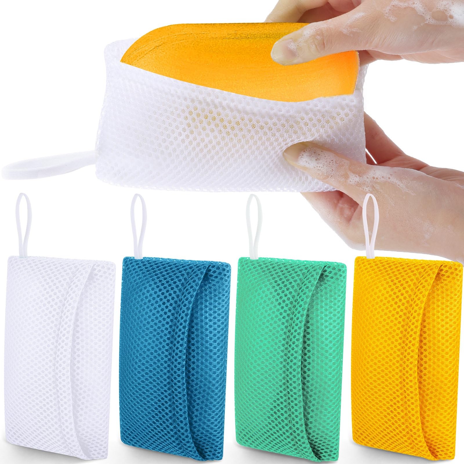 Sunnyray 4 Pieces Soap Saver Pouch for Bar 1 Count (Pack of 4), Multicolor