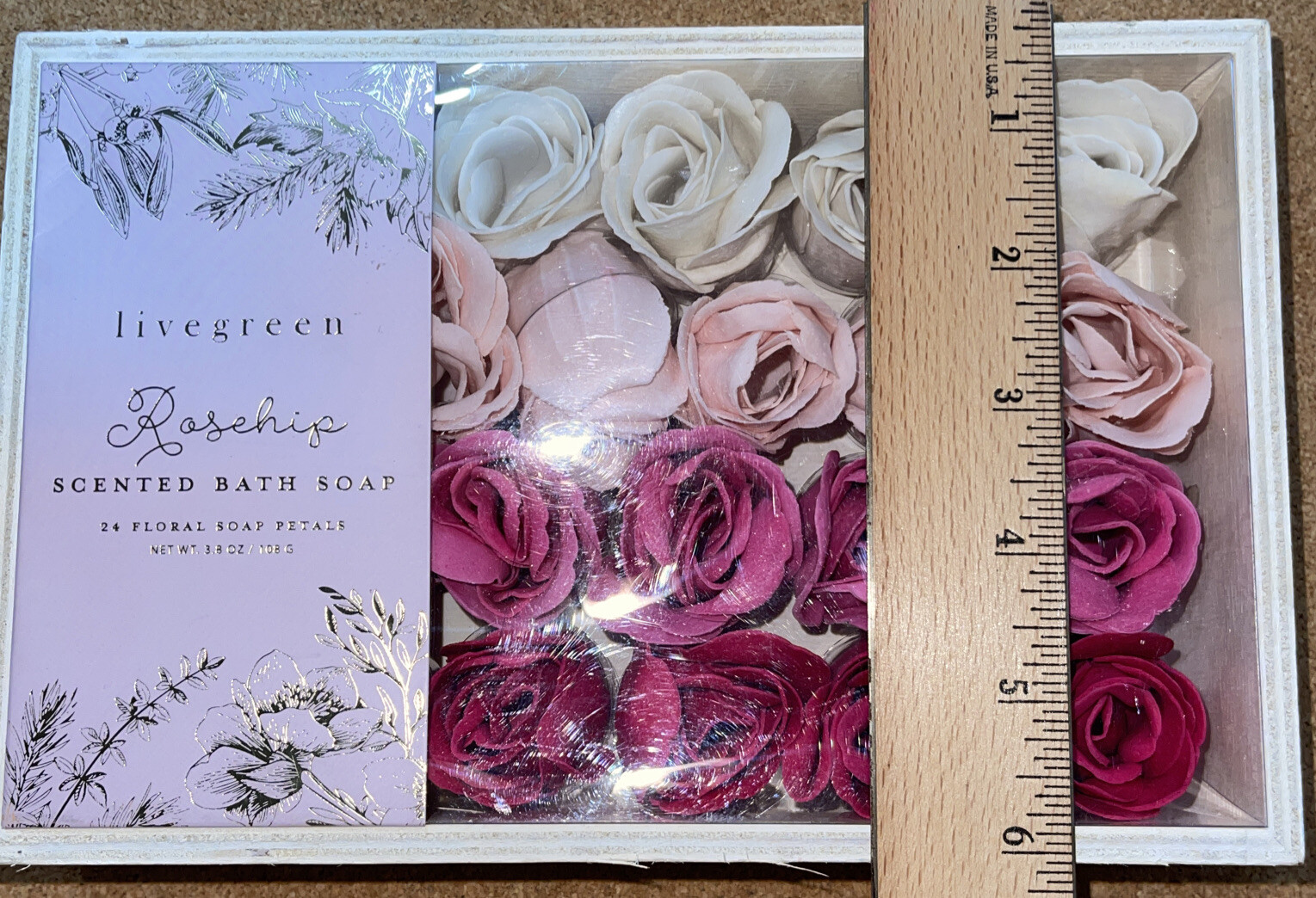 Livegreen Rosehip Rose Petal Scented Soap Petals 24 Count Valentine’s Day Gift