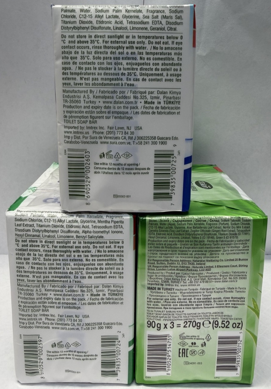 9 BARS SOAP OCEAN R ,SPRING R AND ALOE VERA DALAN 3.17 OZ EACH FREE SHIPPING NEW
