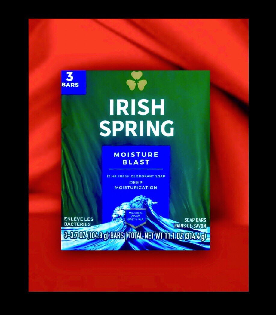9 Bars Irish Spring Moisture Blast Deodorant Bar Soap:(3pk x 3), 12hr Fresh