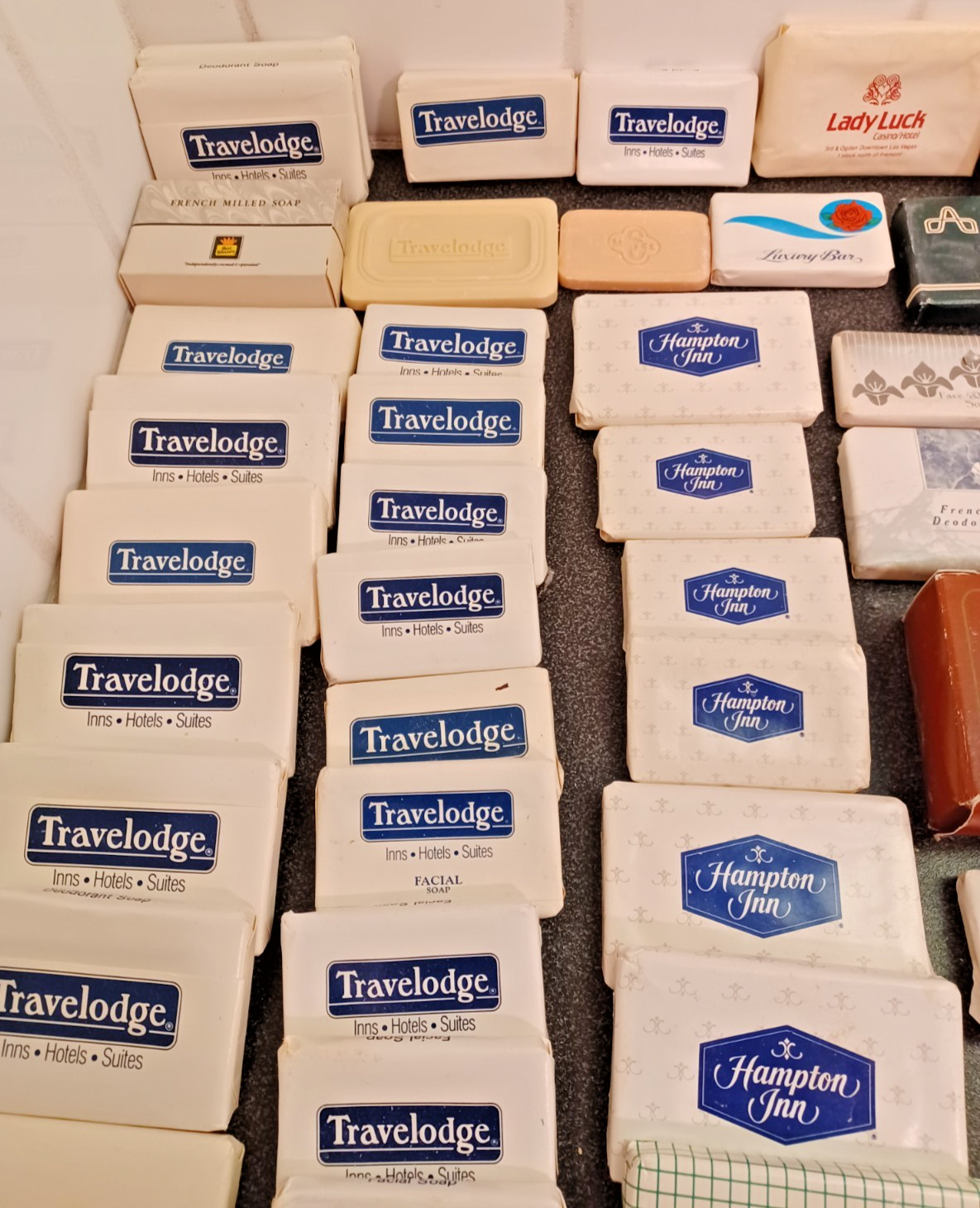 Vtg Hotel Casino+ Soap Lot Of 75 Unused Travel Size Body & Face Soap MCM graphic