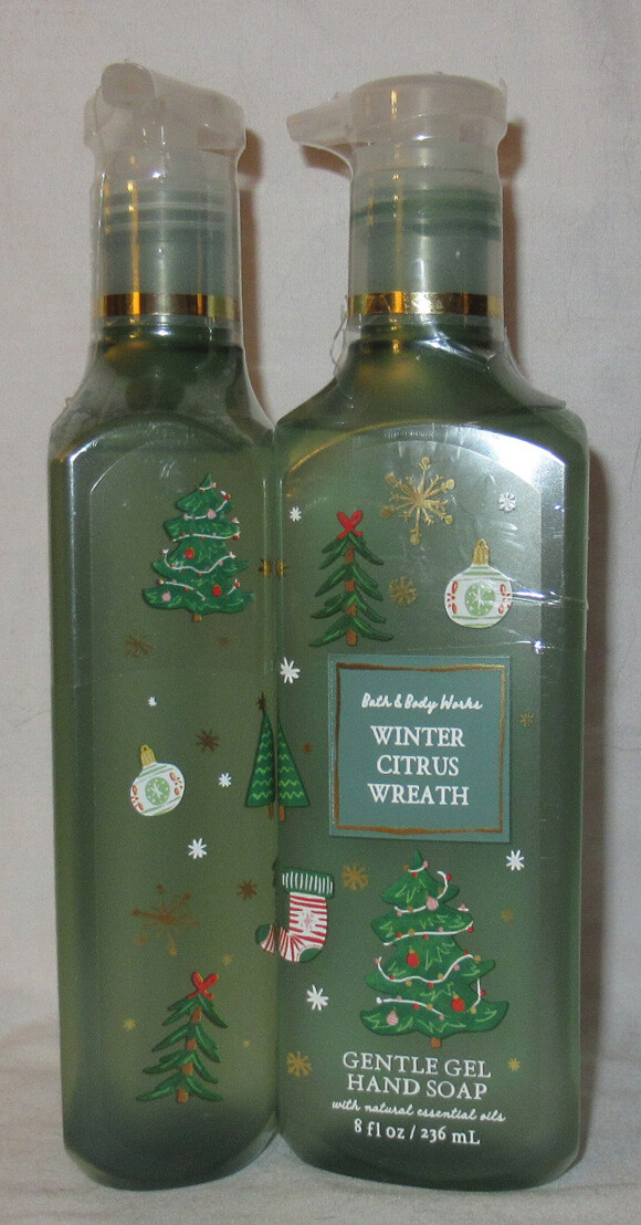 Bath & Body Works Gentle Gel Hand Soap Lot Set of 2 WINTER CITRUS WREATH