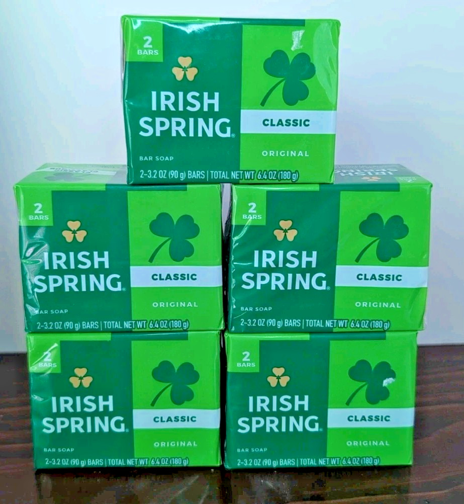 IRISH SPRING Bar Soap Original Classic 3.2 Oz Bars Lot of 5, 10 Bars Total NIB