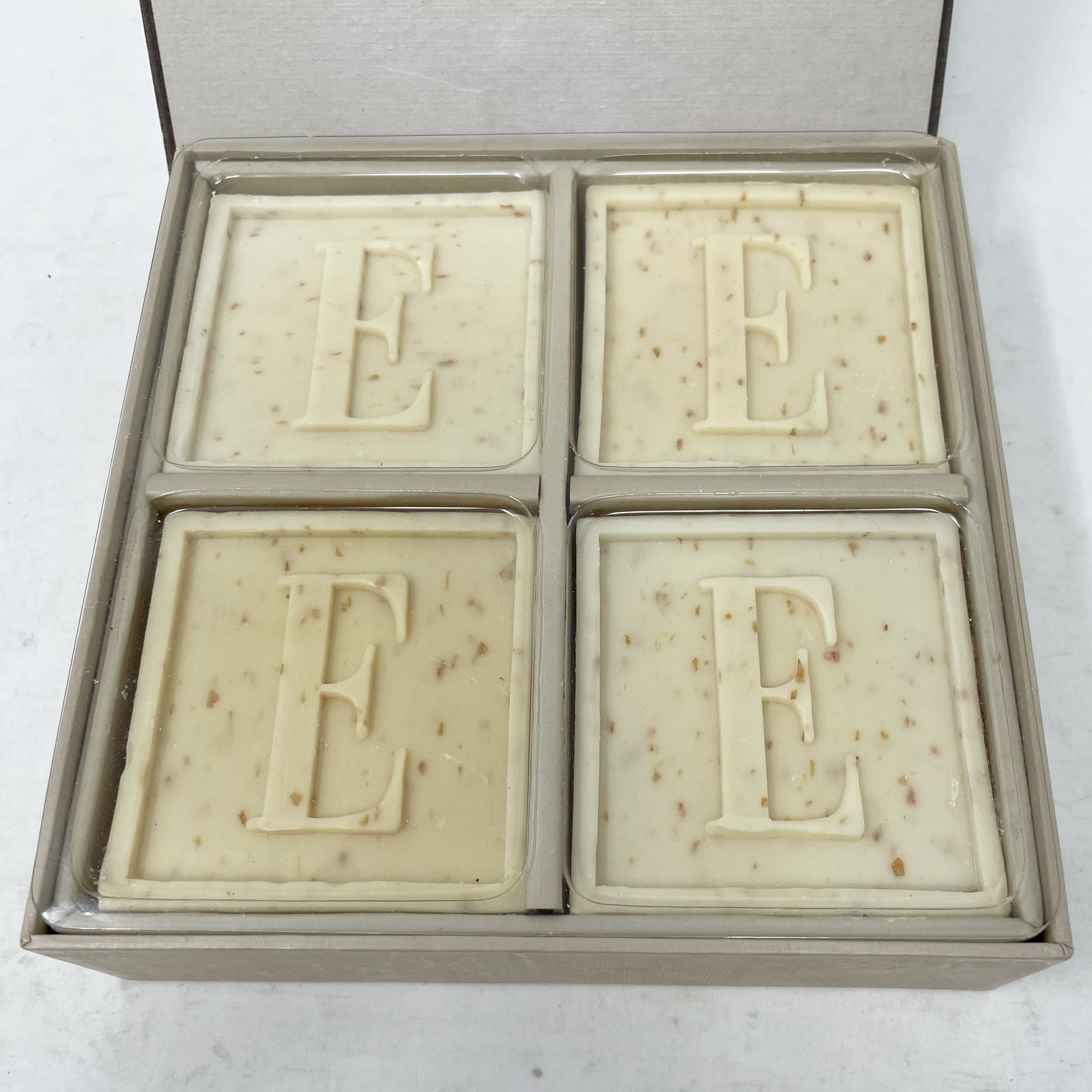 NEW Mud Pie Four Bars Triple Milled Soap Spring Rain “E” 3.5 oz Each Monogram