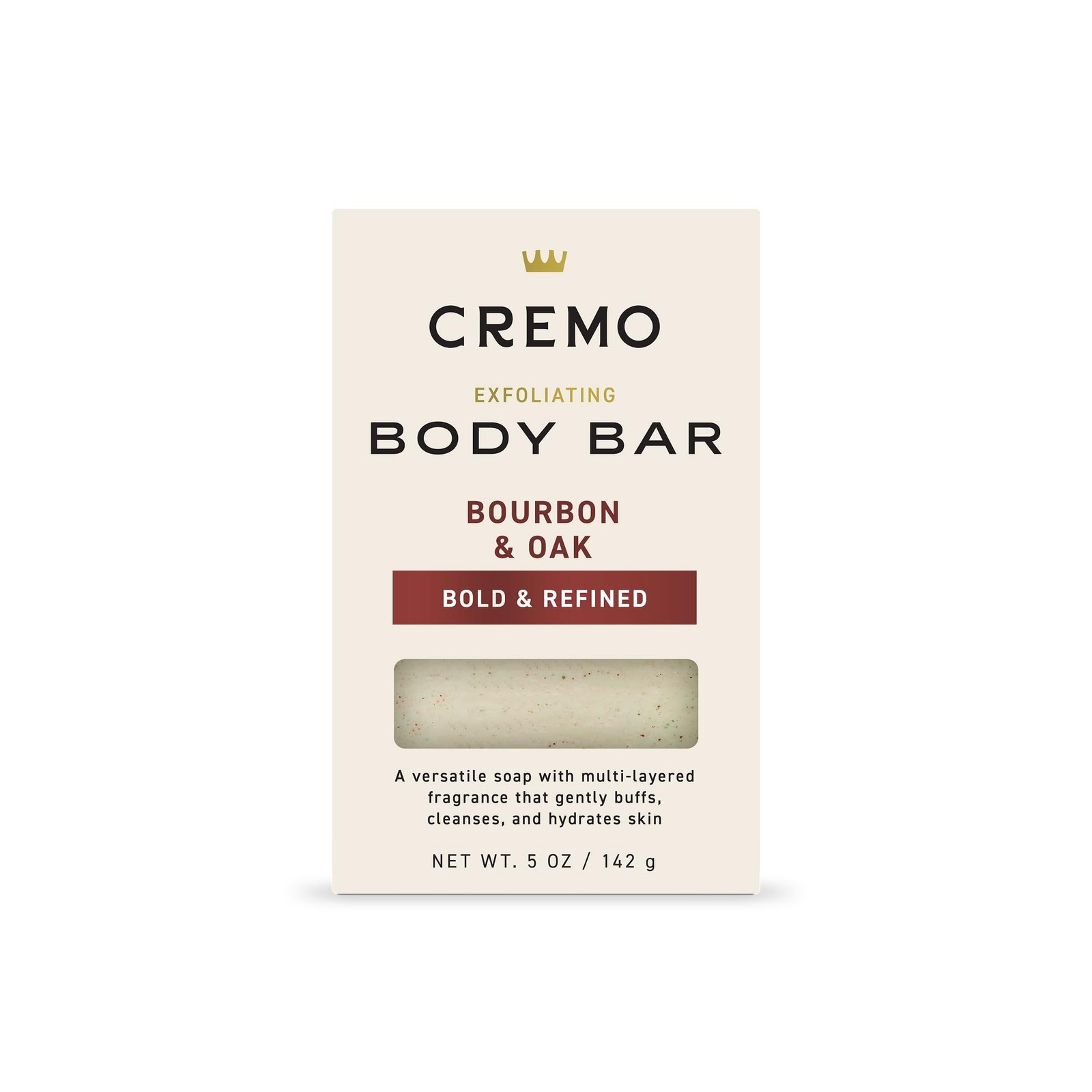 Cremo Exfoliating Body Bar for Men, Bourbon & Oak Scent, Multi-Layered Fragra…