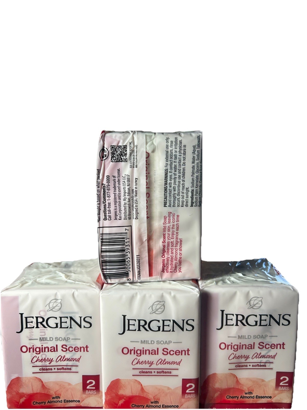 Jergens Mild Bar Soap Cherry Almond Original Scent 3 oz. 2 Pack 16 Bars Total