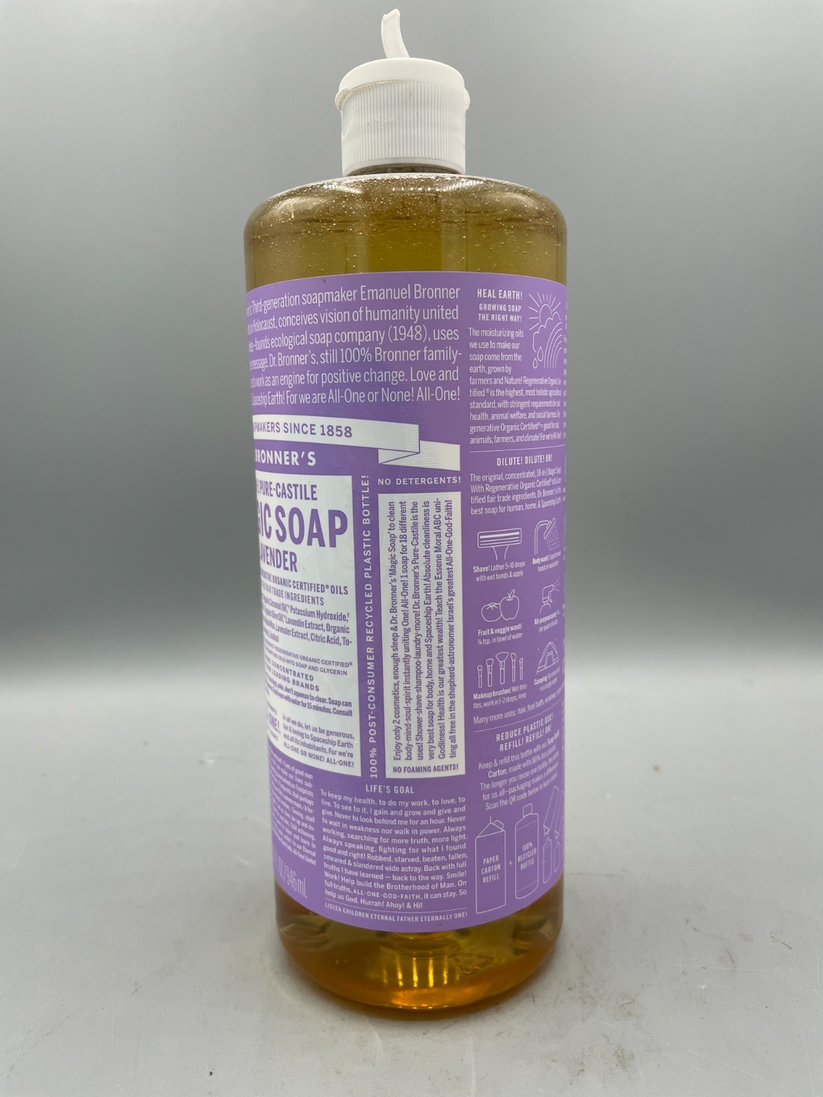 Pure Castile Liquid Soap Lavender 32 Oz (READ)