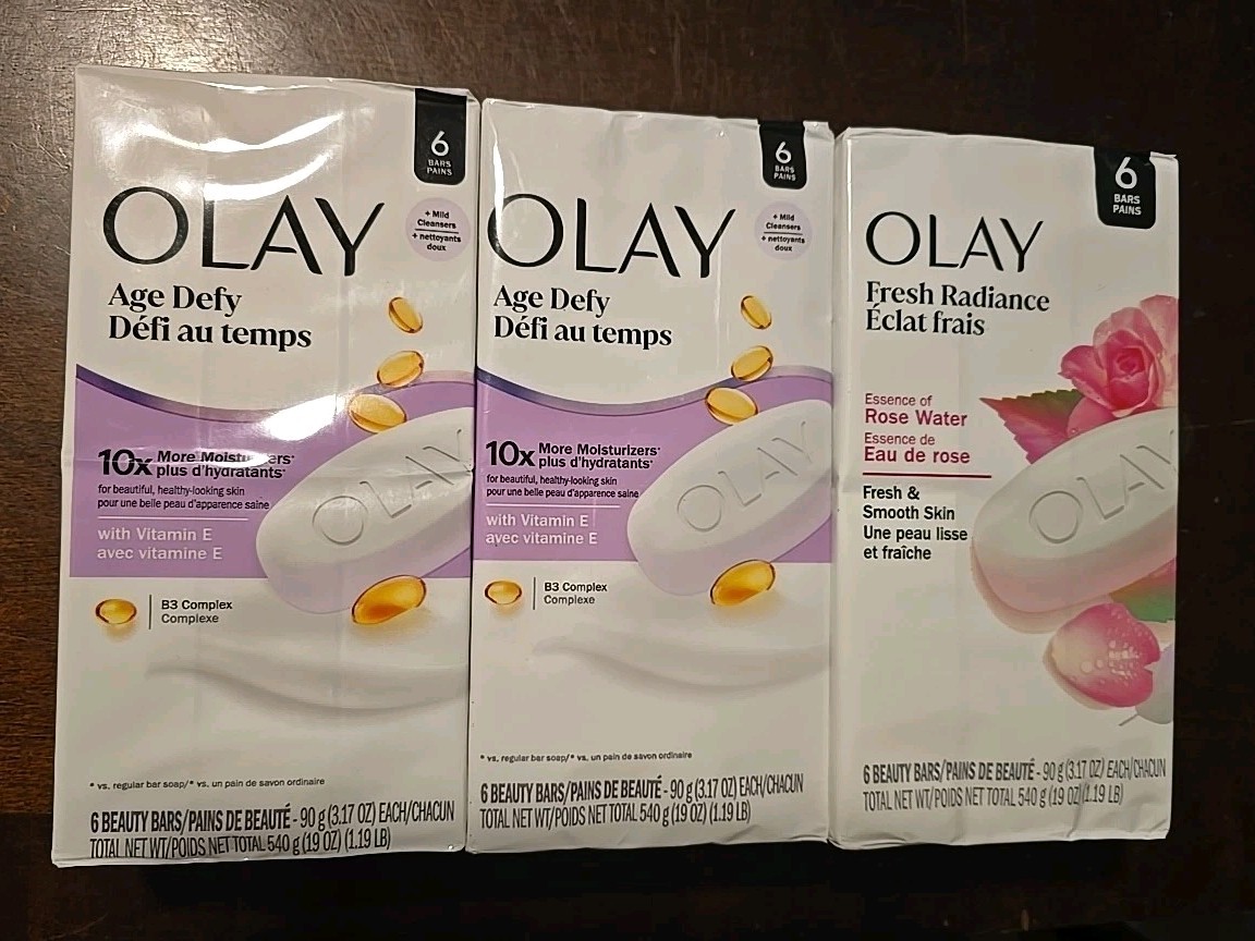 3 Pc Mix OLAY Fresh Age Defy/Radiance Beauty Soap w/Rose Water/Vitamin E (C019)