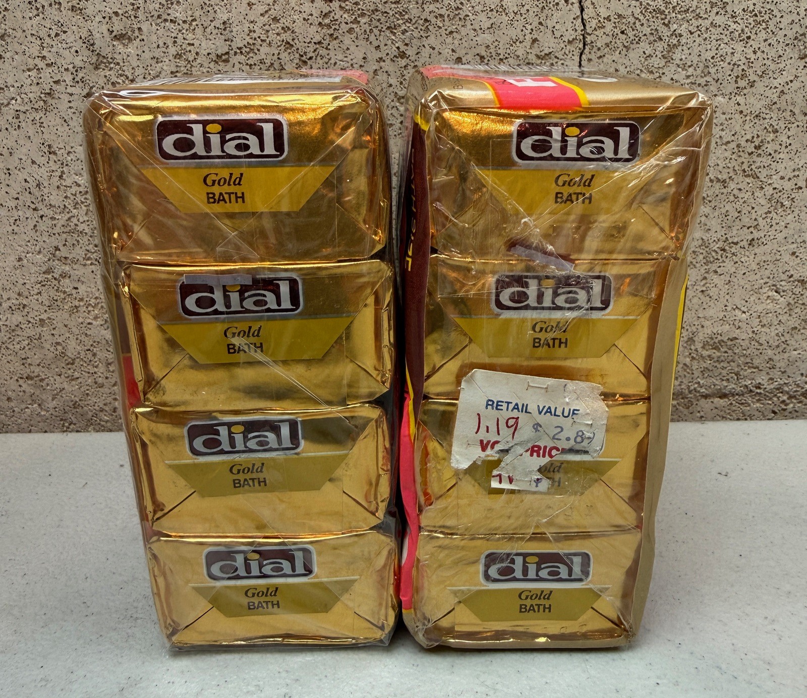 DIAL GOLD 5oz Bar Bath Soap Gold Foil Lot of 2 4 Pack Antibacterial Vintage NEW