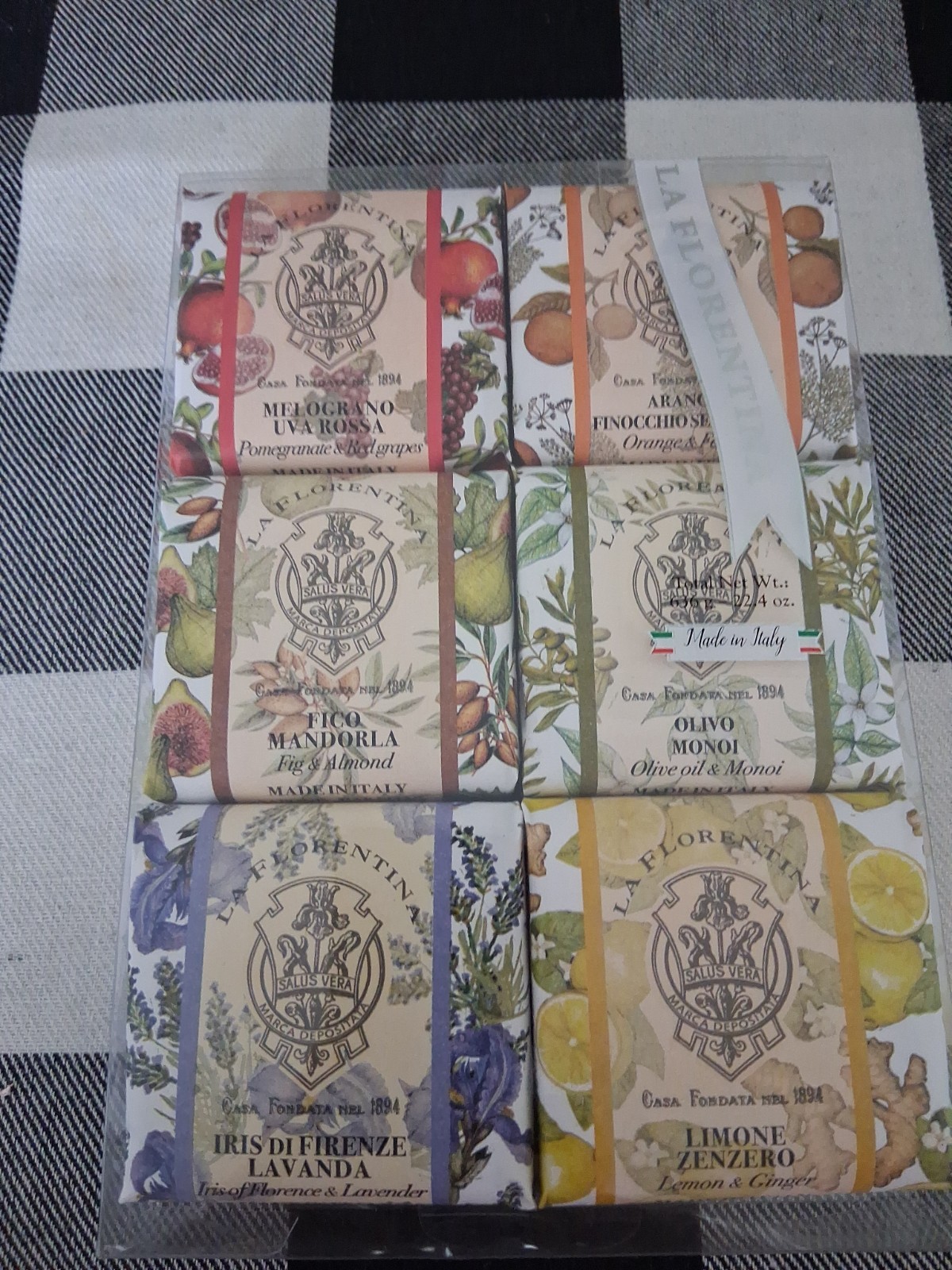 La Florentina Italian Luxury Bar Soap 6pack Lavender Pomegranate Fig Lemon &more